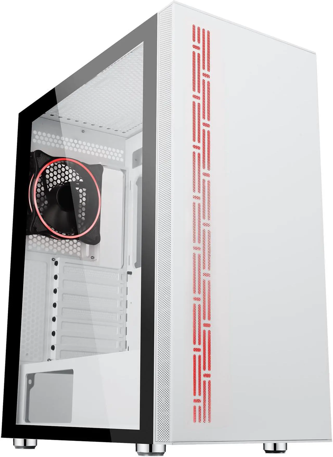Alt view image 6 of 20 - DIYPC AVVUS-W-ARGB White Steel / Tempered Glass ATX Mid Tower Computer Case with 1 x 120mm Halo ARGB LED Fan Pre-Installed