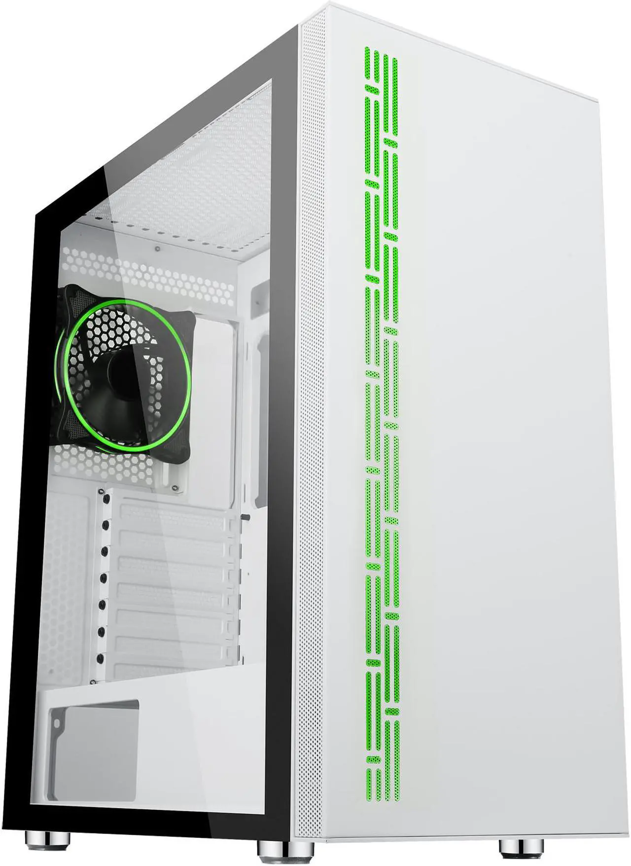 Alt view image 4 of 20 - DIYPC AVVUS-W-ARGB White Steel / Tempered Glass ATX Mid Tower Computer Case with 1 x 120mm Halo ARGB LED Fan Pre-Installed