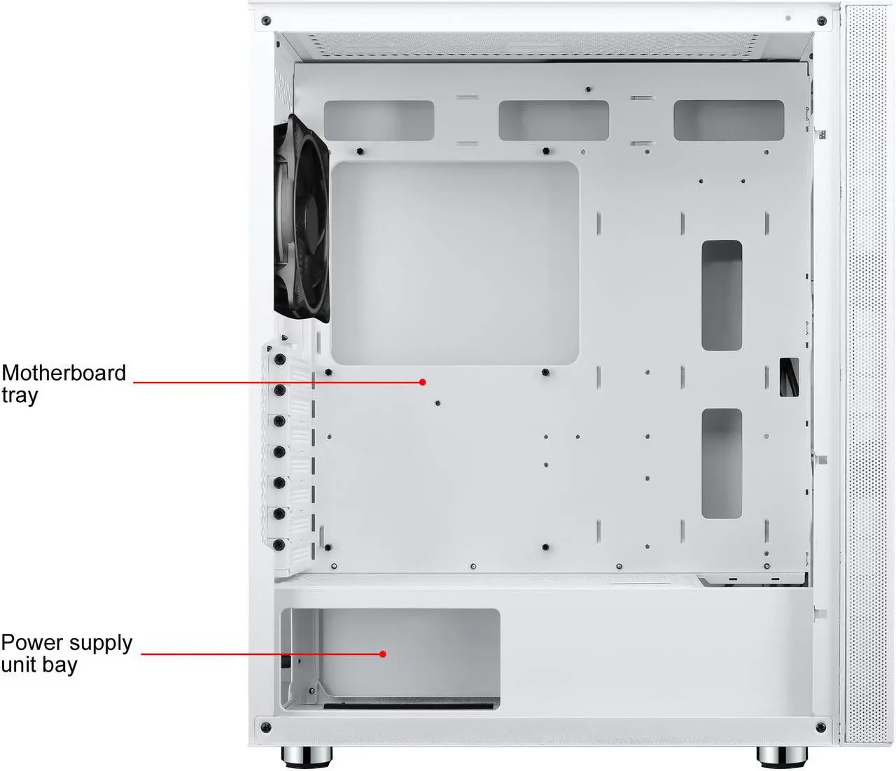 Alt view image 17 of 20 - DIYPC AVVUS-W-ARGB White Steel / Tempered Glass ATX Mid Tower Computer Case with 1 x 120mm Halo ARGB LED Fan Pre-Installed