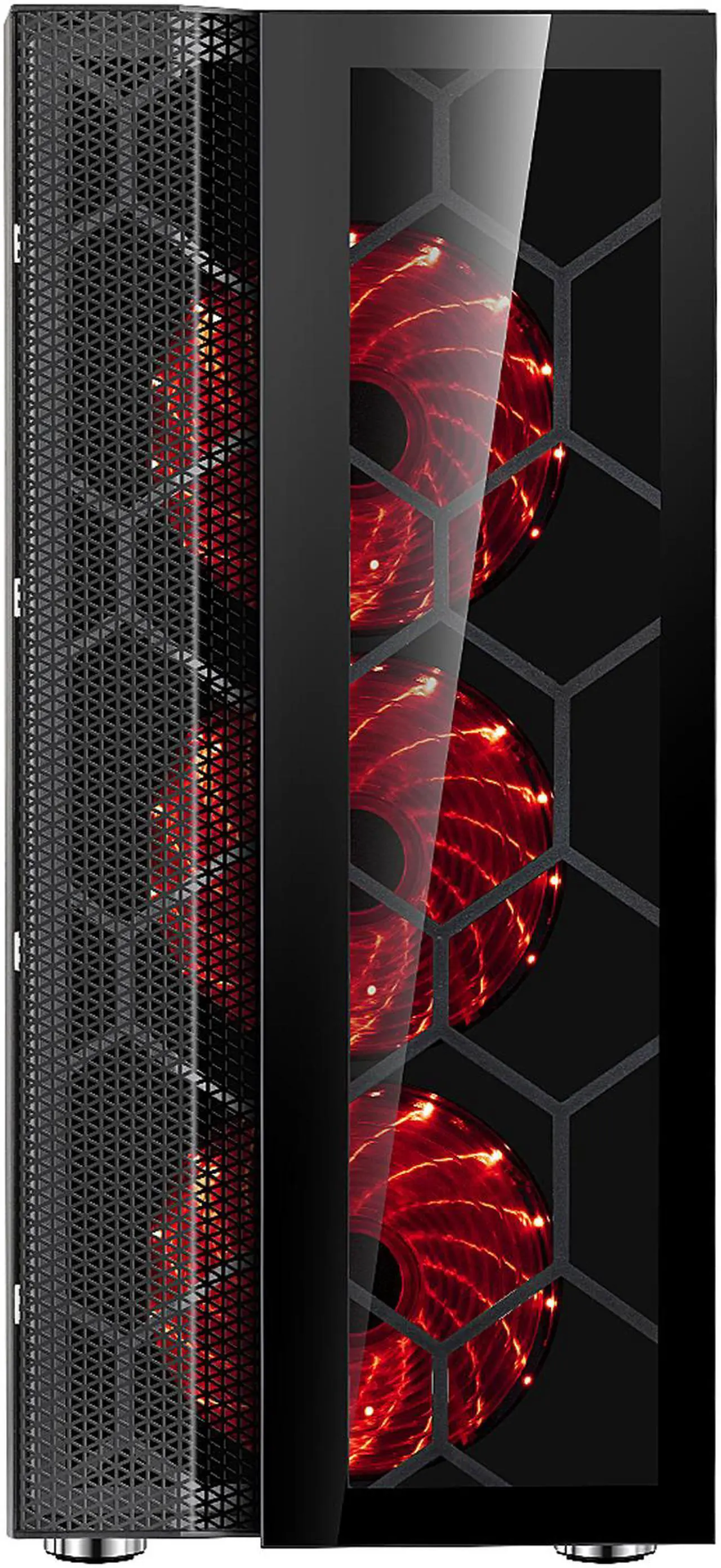Alt view image 3 of 13 - DIYPC Dragon-R-4LED Black USB3.0 Steel /Tempered Glass ATX Mid Tower Gaming Computer Case, 4x120mm Red LED Fans (Pre-Installed)