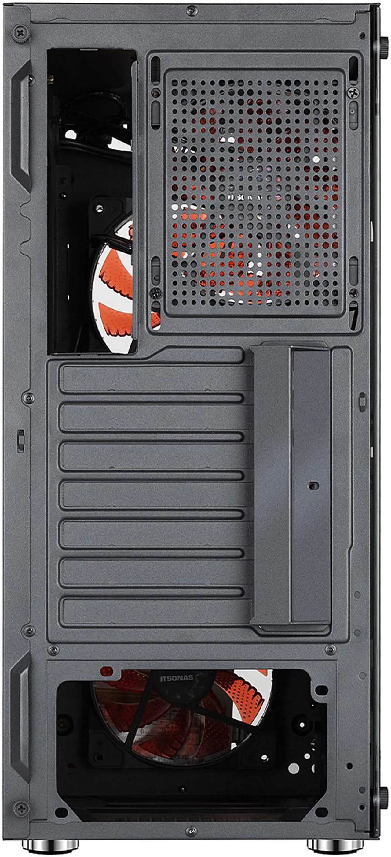 Alt view image 11 of 13 - DIYPC Dragon-R-4LED Black USB3.0 Steel /Tempered Glass ATX Mid Tower Gaming Computer Case, 4x120mm Red LED Fans (Pre-Installed)