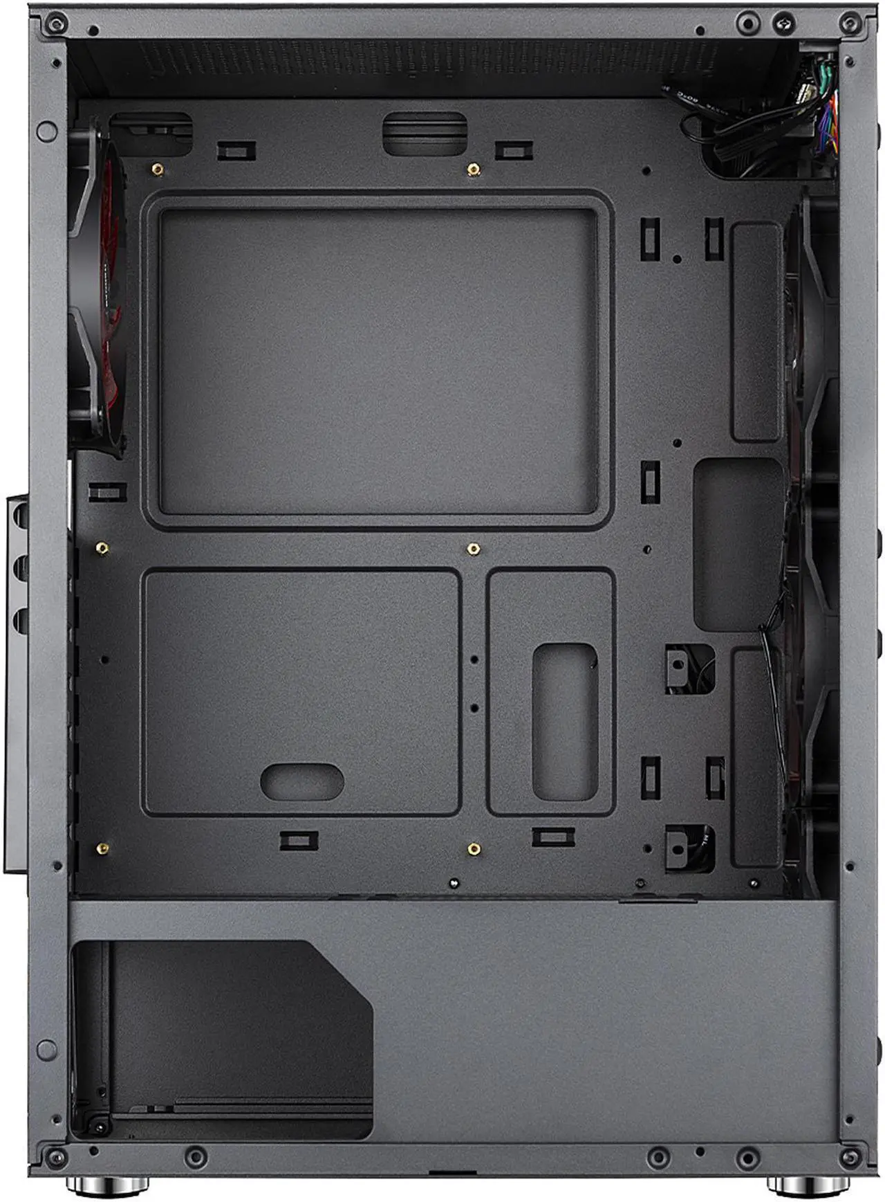 Alt view image 9 of 13 - DIYPC Dragon-R-4LED Black USB3.0 Steel /Tempered Glass ATX Mid Tower Gaming Computer Case, 4x120mm Red LED Fans (Pre-Installed)