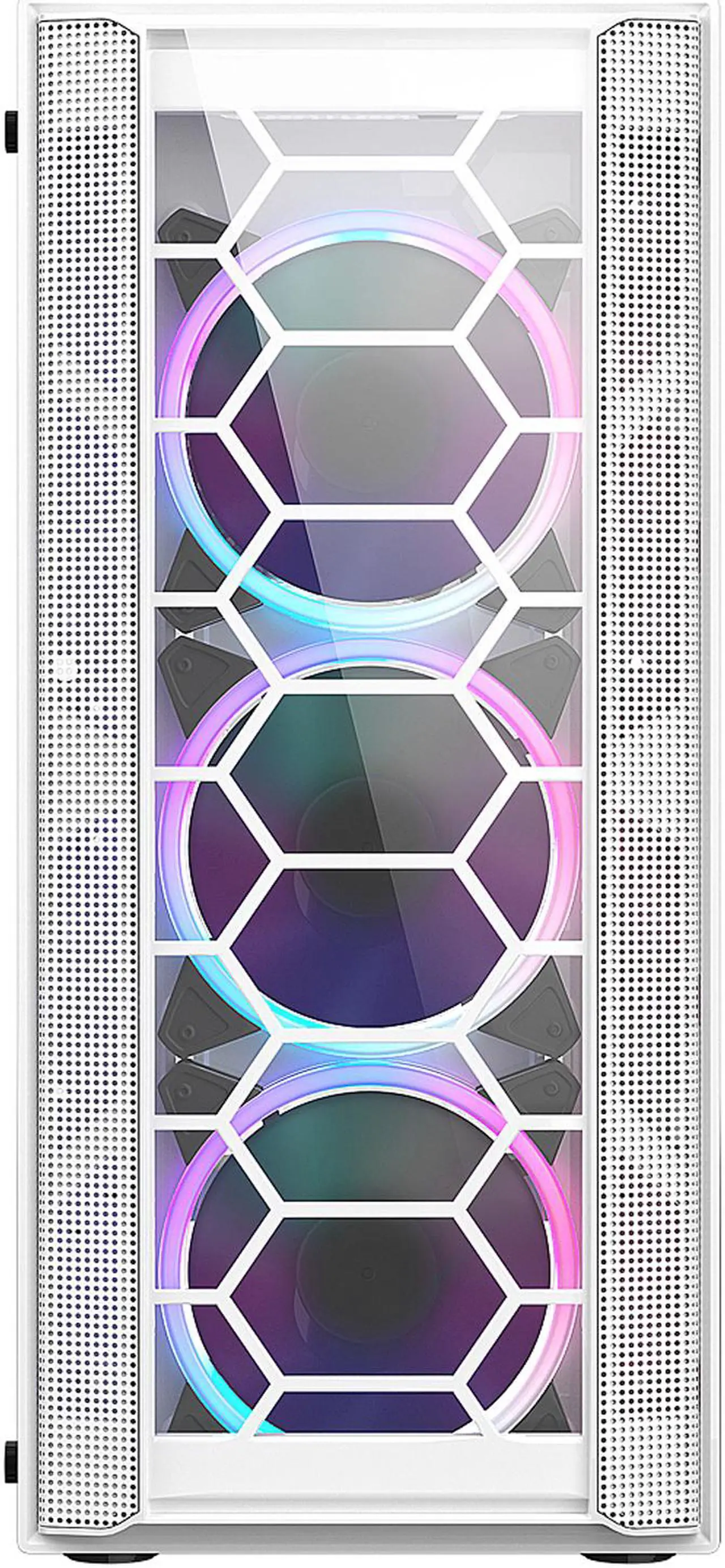 Alt view image 2 of 10 - DIYPC Rainbow-Flash-F4-W White Steel / Tempered Glass ATX Mid Tower Computer Case, 4 x 120mm Autoflow Rainbow LED Fans (Pre-Installed)