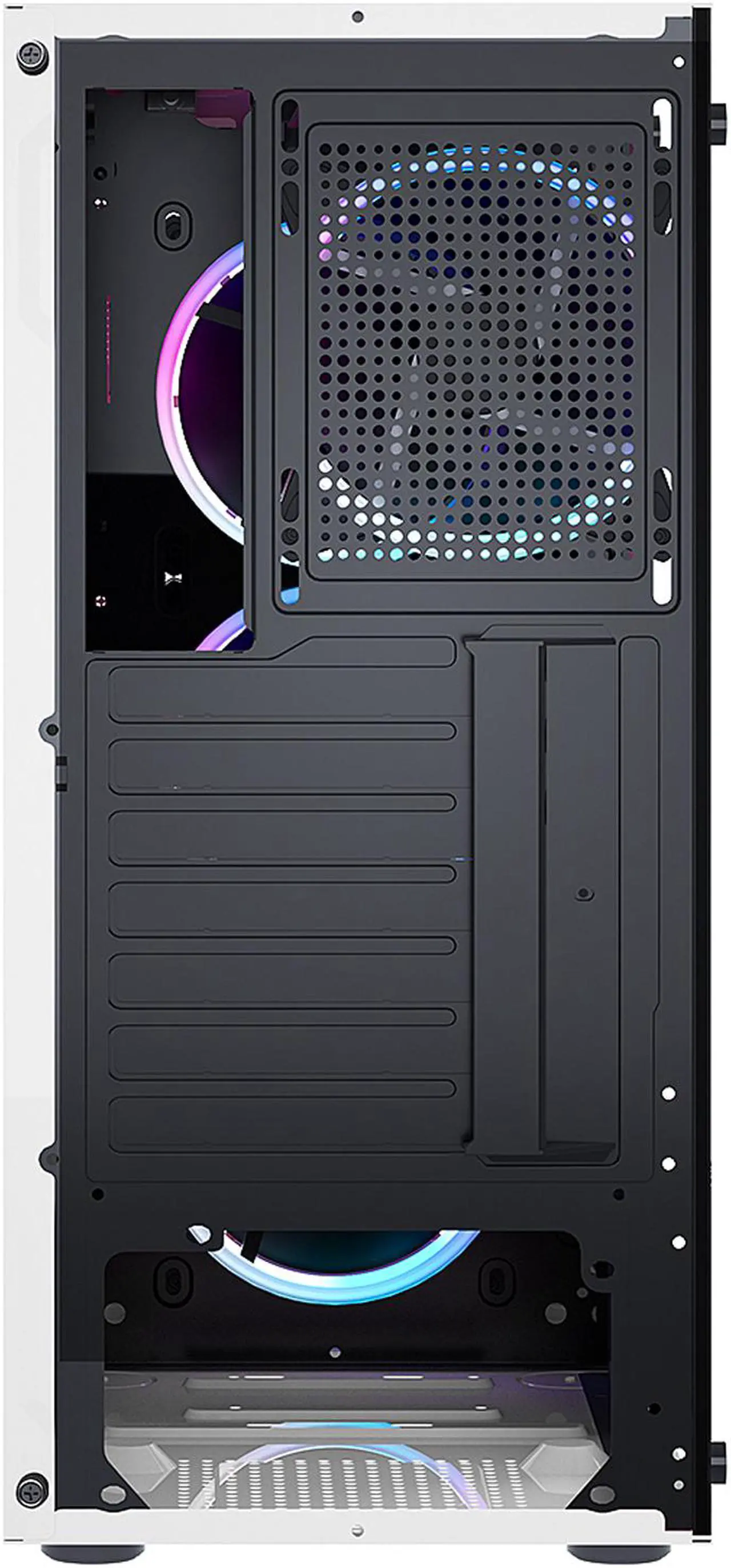 Alt view image 9 of 10 - DIYPC Rainbow-Flash-F4-W White Steel / Tempered Glass ATX Mid Tower Computer Case, 4 x 120mm Autoflow Rainbow LED Fans (Pre-Installed)
