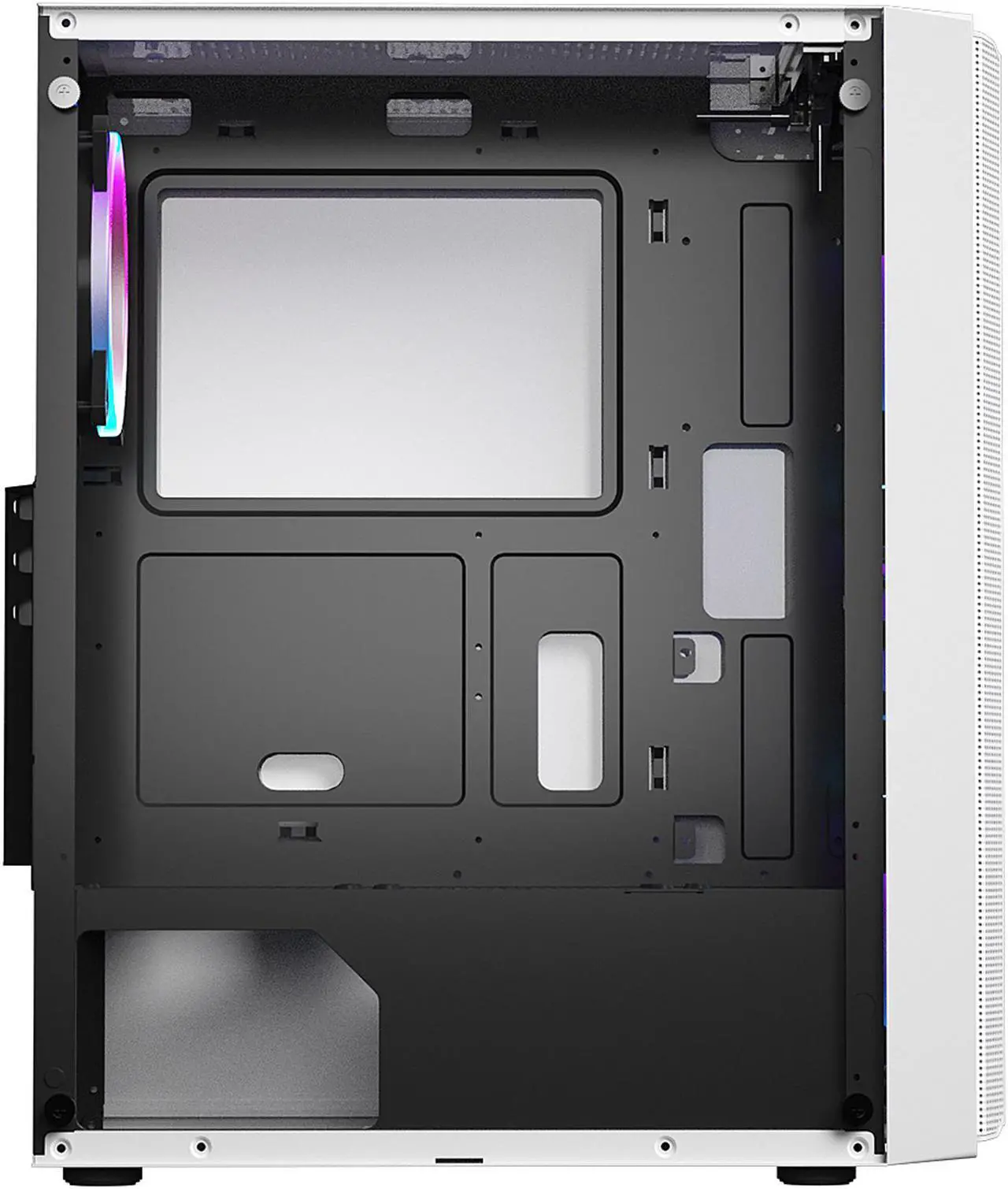 Alt view image 7 of 10 - DIYPC Rainbow-Flash-F4-W White Steel / Tempered Glass ATX Mid Tower Computer Case, 4 x 120mm Autoflow Rainbow LED Fans (Pre-Installed)