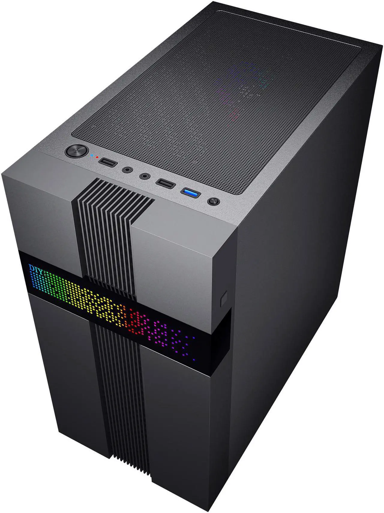 Alt view image 6 of 12 - DIYPC ARGB-Q8-BK Black USB 3.0 Steel / Tempered Glass Micro-ATX Mid Tower Computer Case, 1x 120mm ARGB Fan x Rear (Pre-Installed)