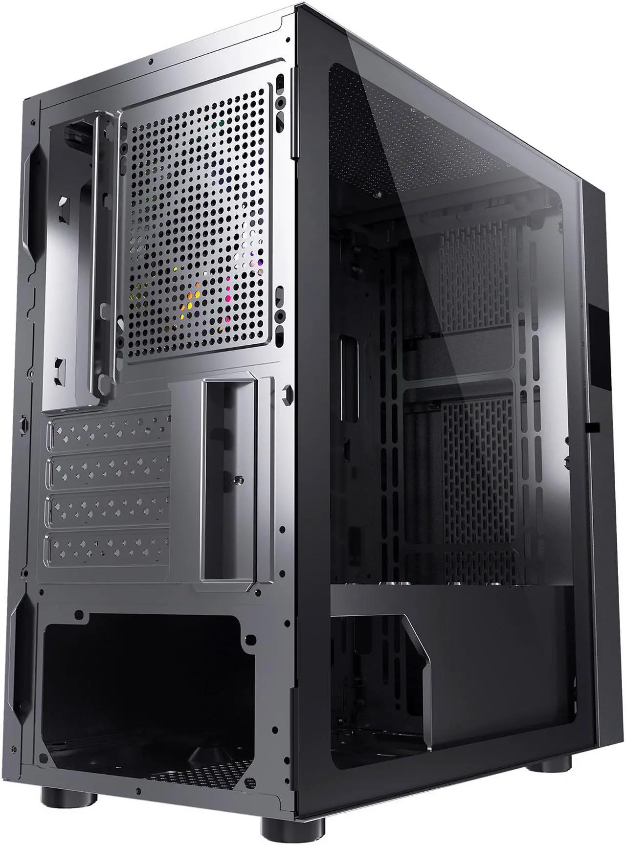 Alt view image 10 of 12 - DIYPC ARGB-Q8-BK Black USB 3.0 Steel / Tempered Glass Micro-ATX Mid Tower Computer Case, 1x 120mm ARGB Fan x Rear (Pre-Installed)
