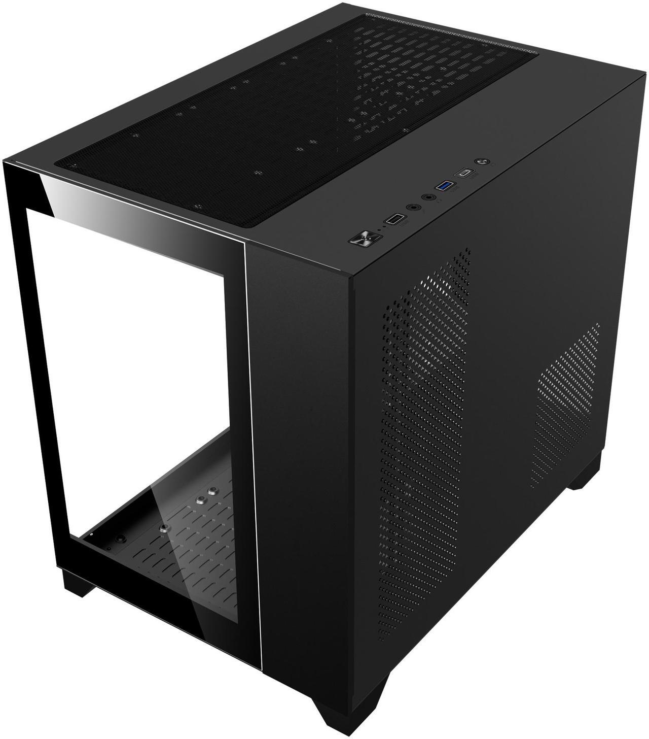 Alt view image 11 of 11 - DIYPC ARGB-Q3.R2-BK Black USB3.0 /Type C Tempered Glass Micro ATX Gaming Computer Case w/ Dual Tempered Glass Panel and 3 x ARGB Fans (Pre-Installed)