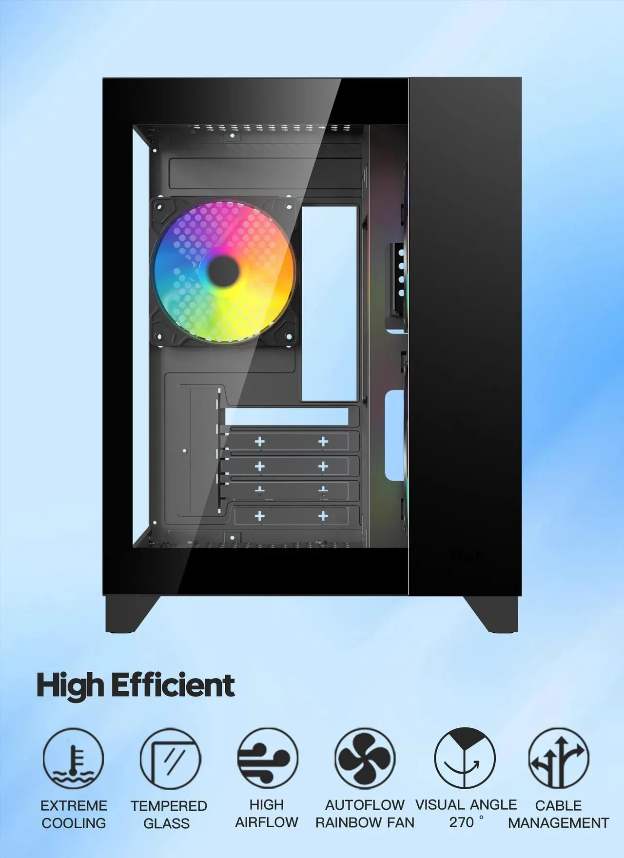 Alt view image 4 of 11 - DIYPC ARGB-Q3.R2-BK Black USB3.0 /Type C Tempered Glass Micro ATX Gaming Computer Case w/ Dual Tempered Glass Panel and 3 x ARGB Fans (Pre-Installed)
