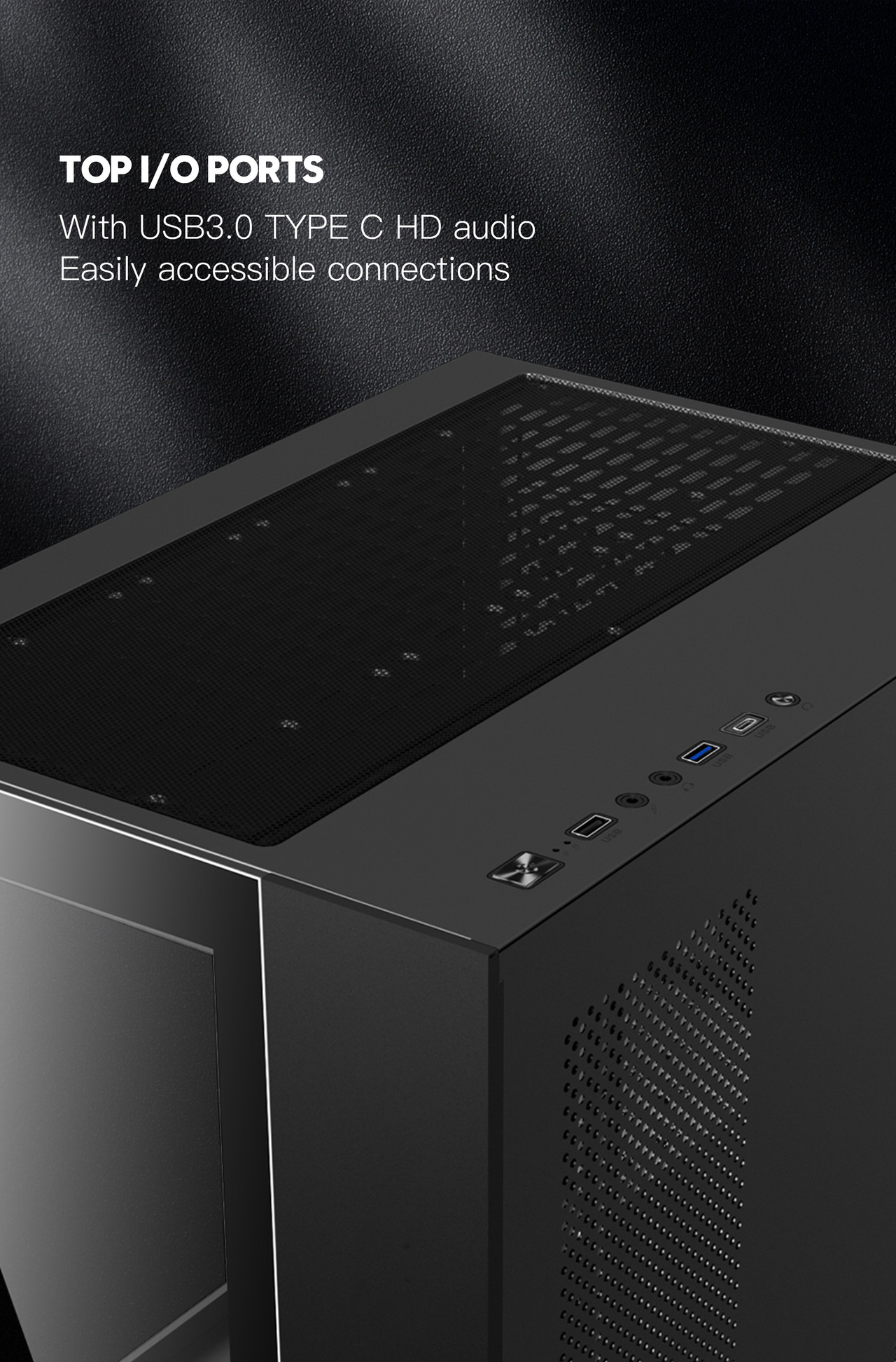 thumbnail interactive-video image 1 of DIYPC ARGB-N5-BK Black ATX Mid Tower Gaming Computer Case - USB 3.0 & Type C, Tempered Glass 1 of 4
