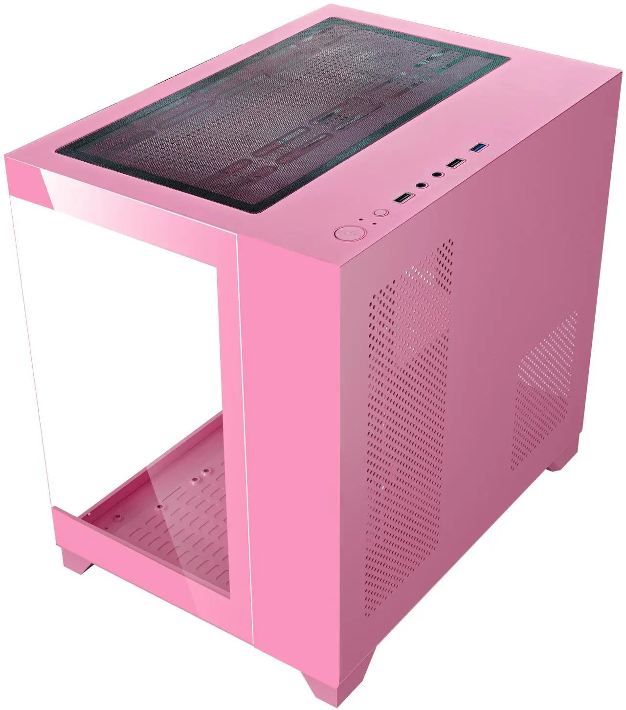 Alt view image 5 of 4 - DIYPC ARGB-Q1.V2-P Pink USB3.0 Tempered Glass Micro ATX Gaming Computer Case w/ Dual Tempered Glass Panel and 3 x ARGB 120mm Fans (Pre-Installed)