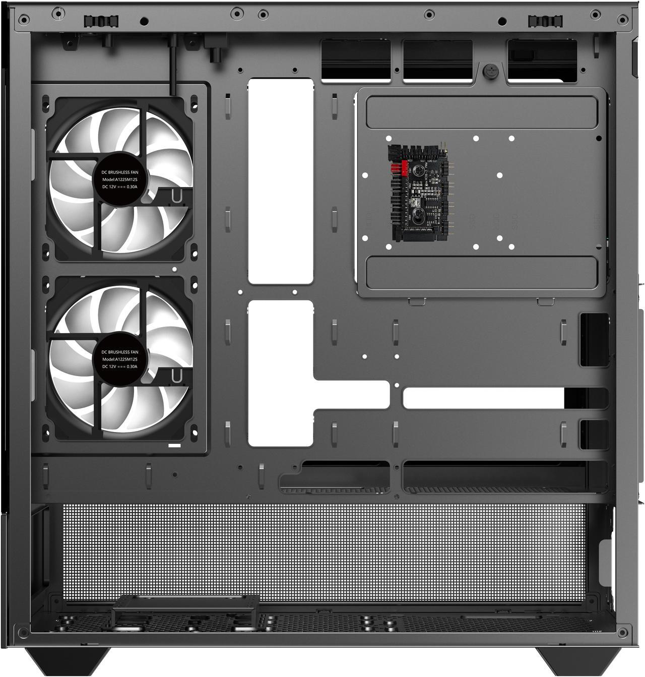 Alt view image 12 of 12 - DIYPC ARGB-N5-BK Black USB3.0 / Type C ATX Mid Tower Gaming Computer Case w/2 x Tempered Glass Side Panel and 3 x ARGB PWM Fans Pre-Installed, Support BTF Back Plug MB