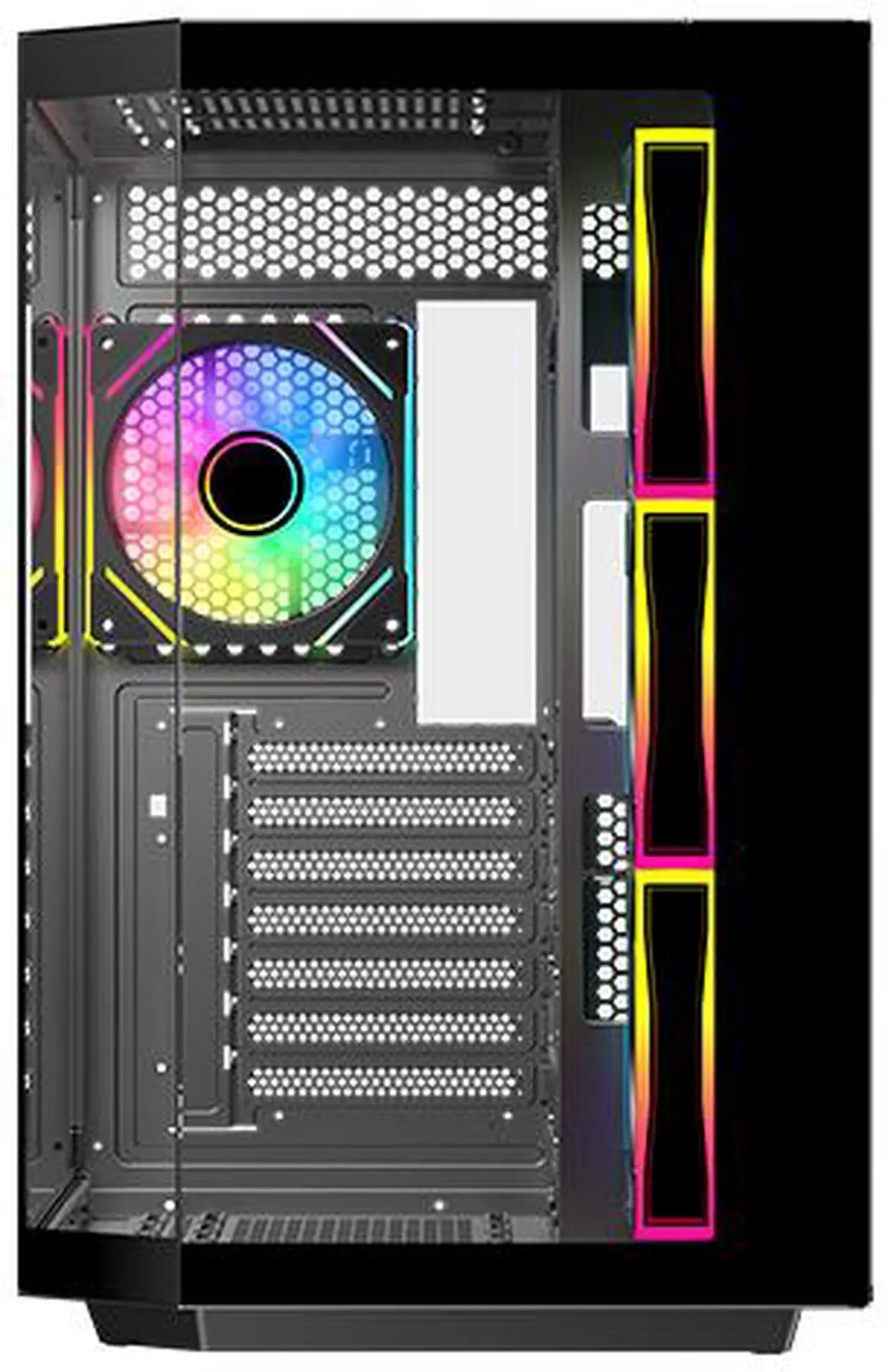 Alt view image 11 of 15 - DIYPC ARGB-N3-BK Black USB3.0/ Type C Tempered Glass E-ATX /ATX Gaming Computer Case w/ 3 x Tempered Glass Panel and 4 x ARGB PWM Fans (Pre-Installed). Support  BTF Back Plug MB