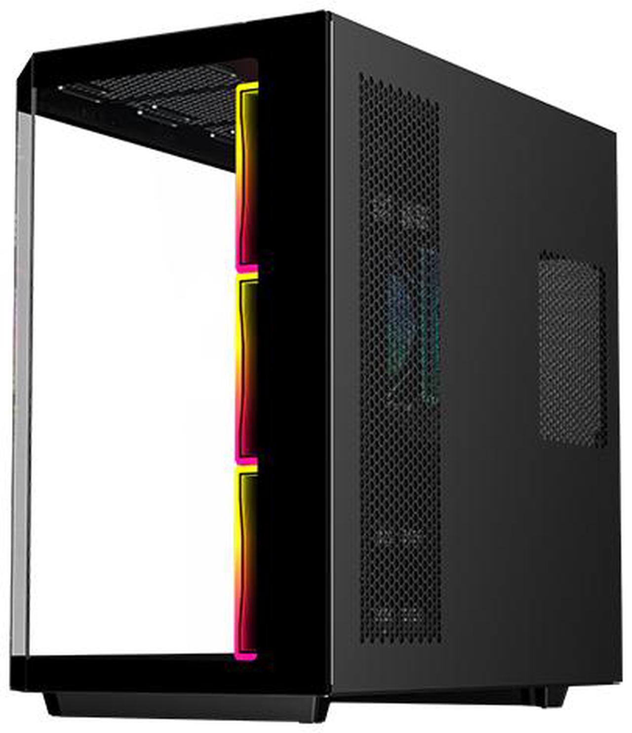 Alt view image 12 of 15 - DIYPC ARGB-N3-BK Black USB3.0/ Type C Tempered Glass E-ATX /ATX Gaming Computer Case w/ 3 x Tempered Glass Panel and 4 x ARGB PWM Fans (Pre-Installed). Support  BTF Back Plug MB