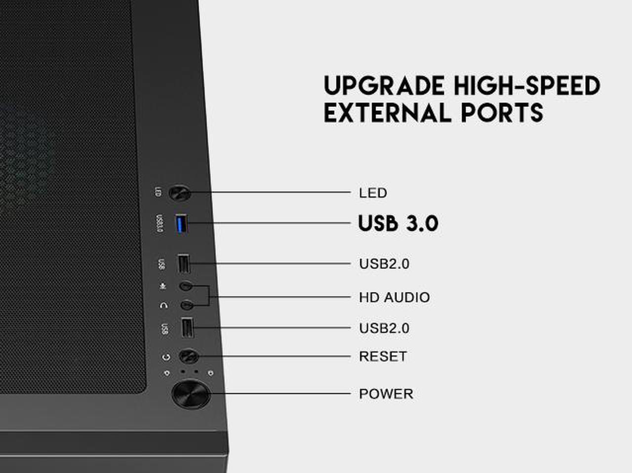 Alt view image 4 of 14 - DIYPC ARGB-G5-BK Black USB3.0 Tempered Glass Micro ATX Gaming Computer Case w/ 4 x ARGB Fans (Pre-Installed), Support 360mm AIO