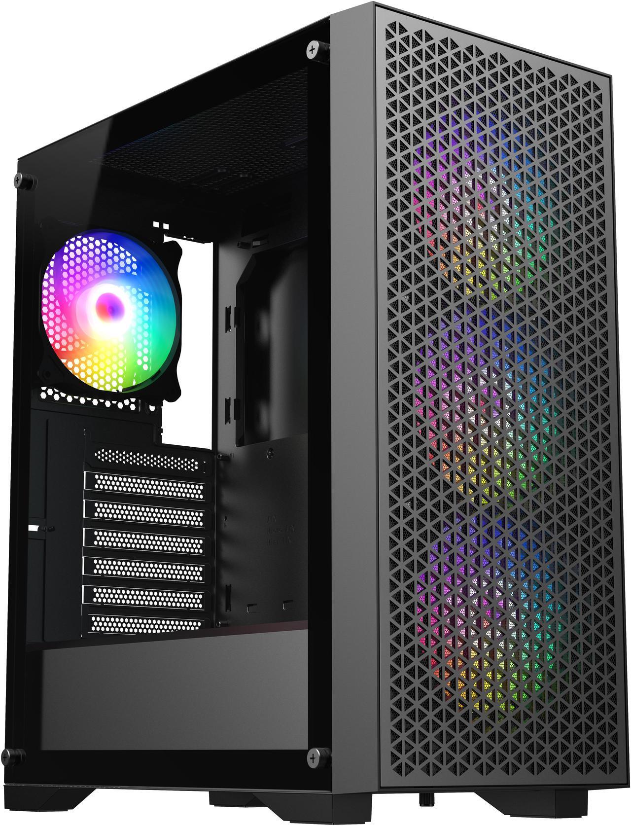 Alt view image 2 of 8 - DIYPC DIY-F08-BK Black USB3.0 Tempered Glass ATX Gaming Computer Case w/ 4 x ARGB 120mm Fans (Pre-Installed)