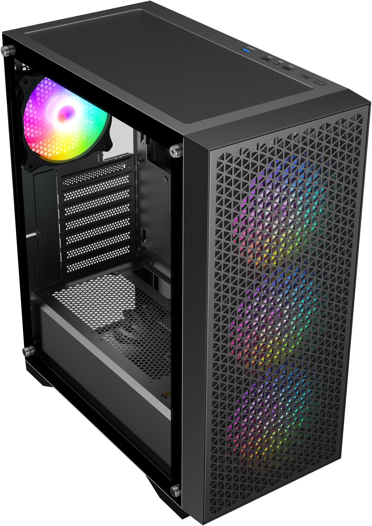 Alt view image 4 of 8 - DIYPC DIY-F08-BK Black USB3.0 Tempered Glass ATX Gaming Computer Case w/ 4 x ARGB 120mm Fans (Pre-Installed)