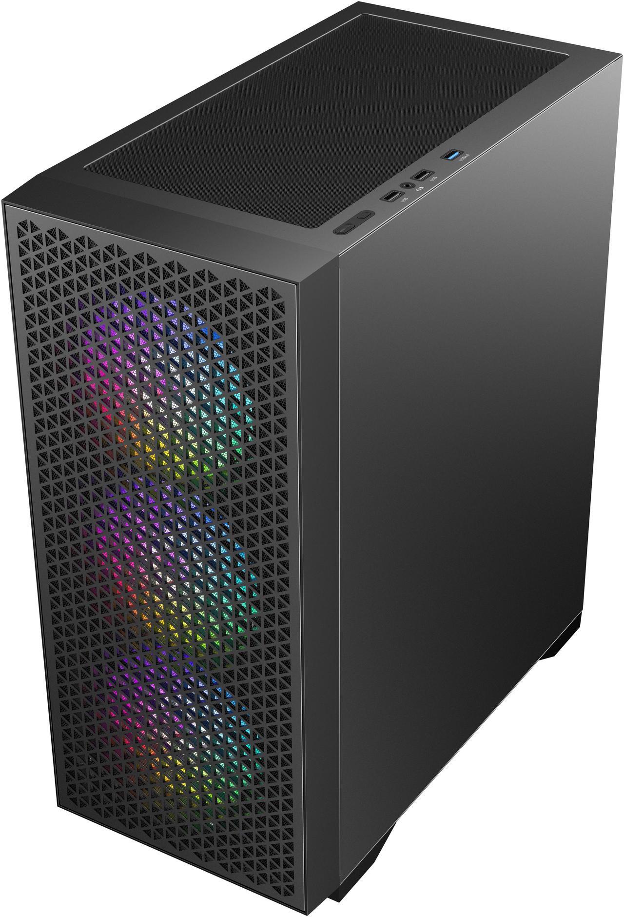Alt view image 5 of 8 - DIYPC DIY-F08-BK Black USB3.0 Tempered Glass ATX Gaming Computer Case w/ 4 x ARGB 120mm Fans (Pre-Installed)