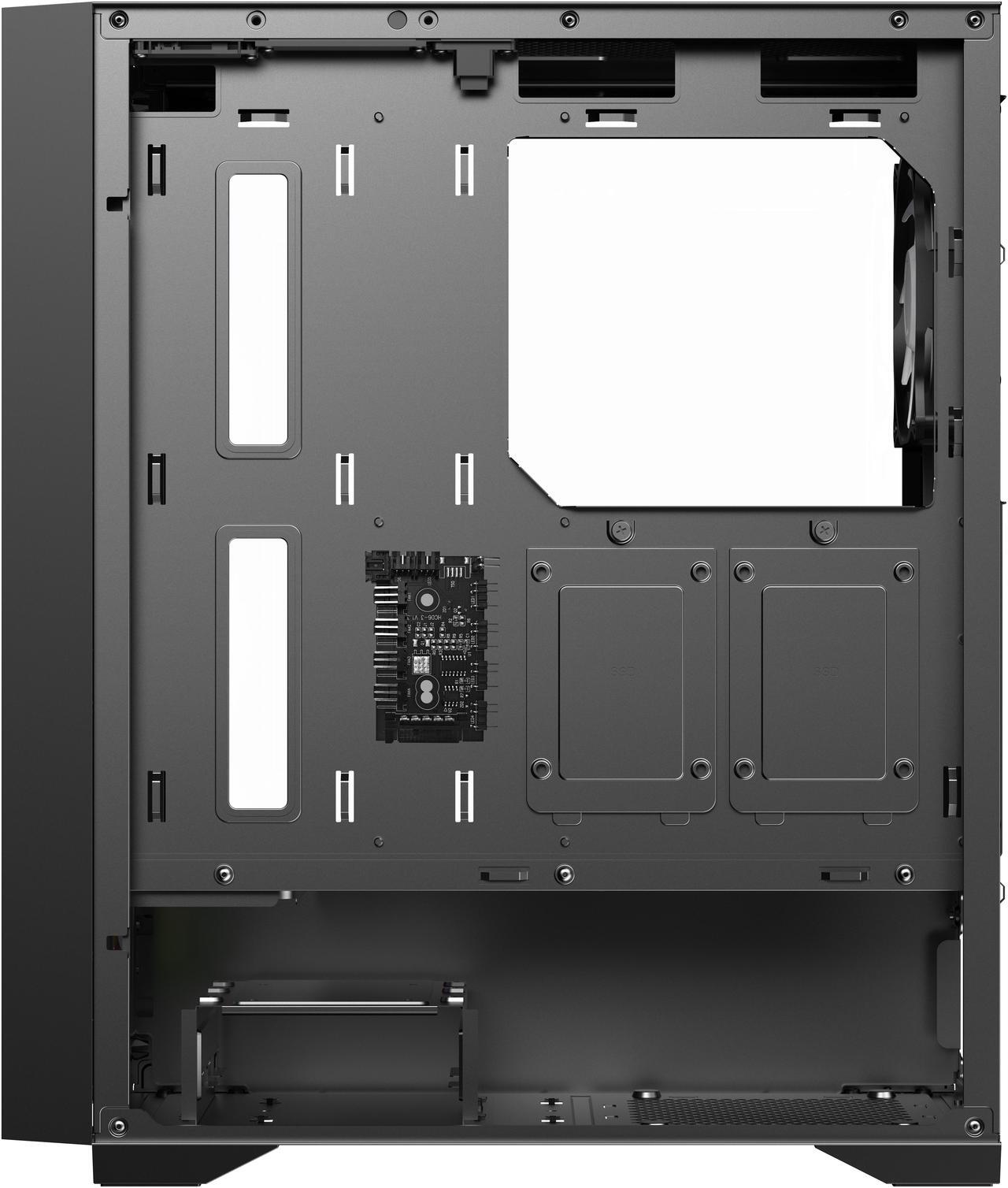Alt view image 7 of 8 - DIYPC DIY-F08-BK Black USB3.0 Tempered Glass ATX Gaming Computer Case w/ 4 x ARGB 120mm Fans (Pre-Installed)