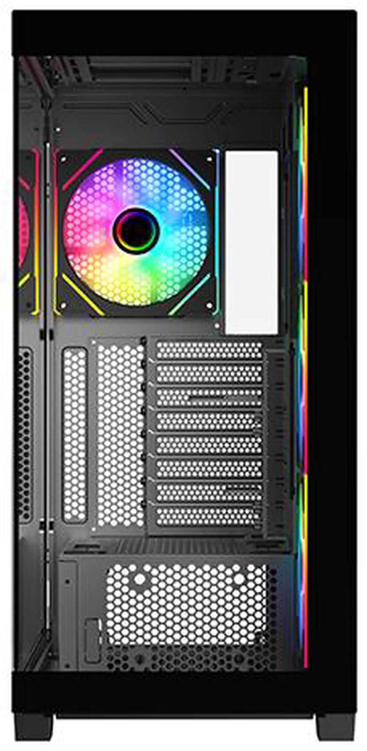 Alt view image 11 of 15 - DIYPC  Vanguard-F2-BK -Black Dual USB3.0 and Type C Tempered Glass ATX Full Tower Gaming Computer Case w/ 4 x 140mm ARGB PWM Fans (3 x MB Side, 1 x Rear) Pre-Installed. Support BTF Back Plug MB.