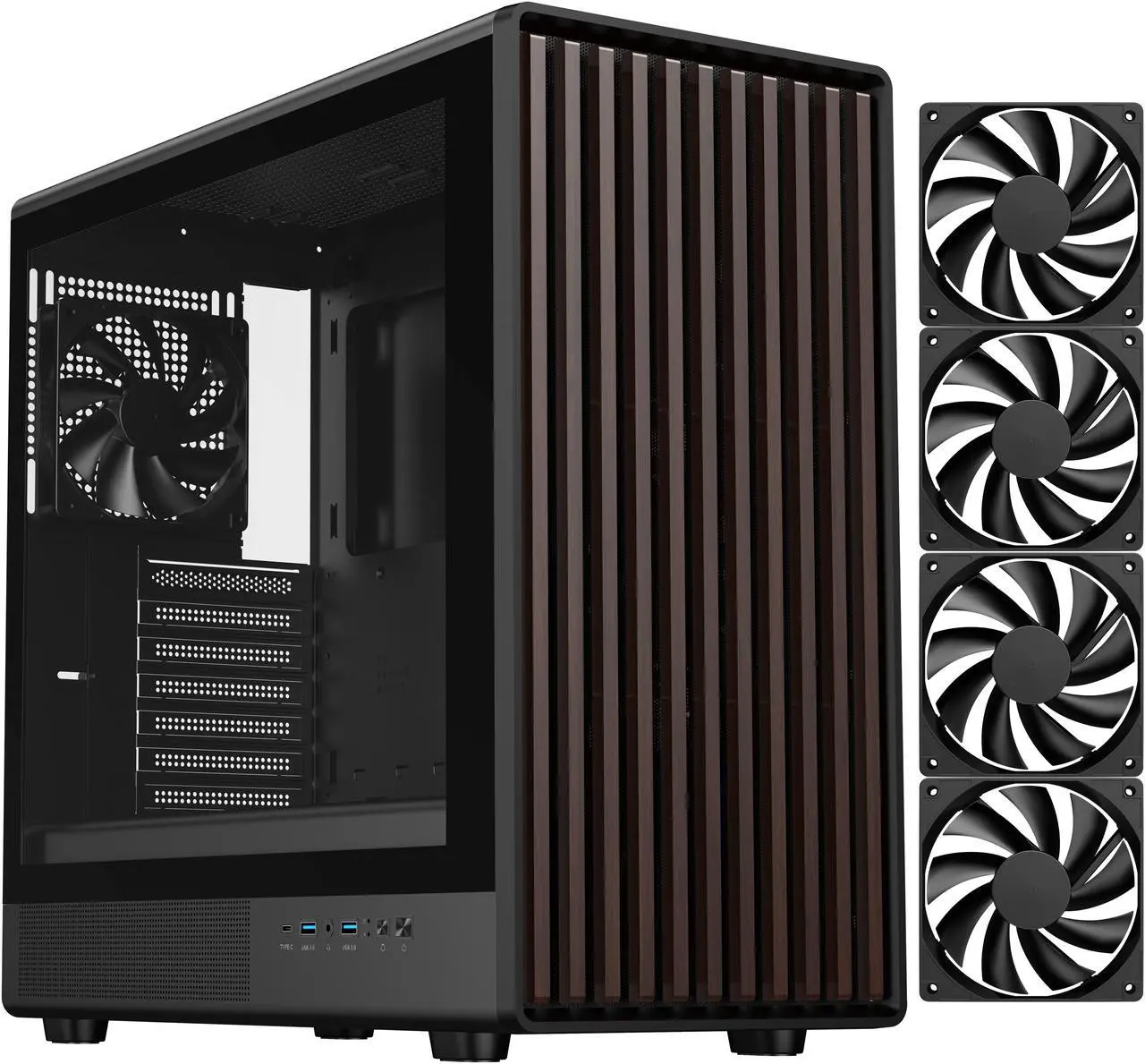 DIYPC DIY-ATX08-Wood Black Cases (Computer Cases - ATX Form)