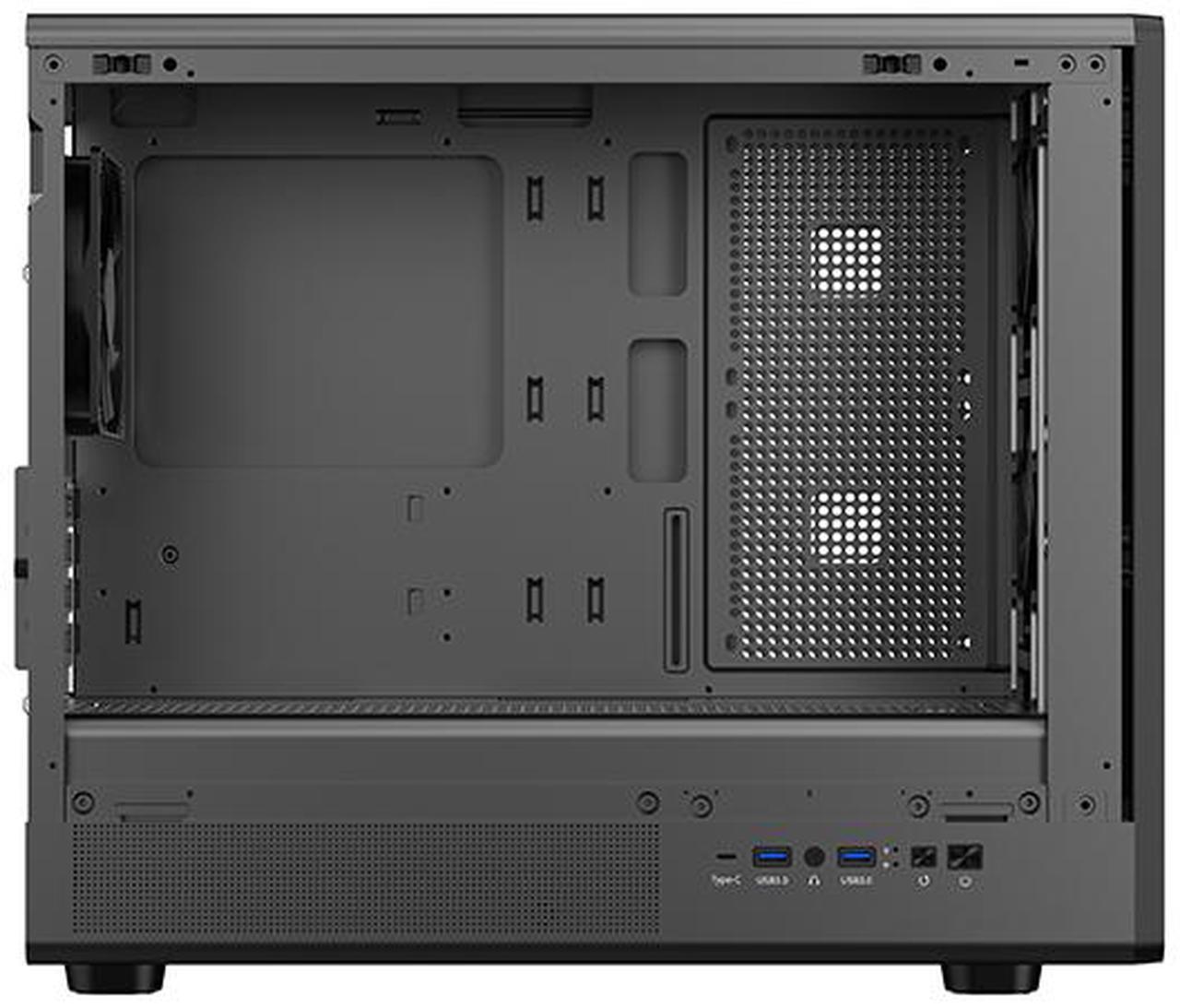 Alt view image 12 of 15 - DIYPC DIY-mATX06-Wood Black USB3.0 /Type C Micro ATX Mid Tower Gaming Computer Case w/ Tempered Glass Side Panel and Walnut Wood Front Panel / 4 x PWM Fans Pre-Installed