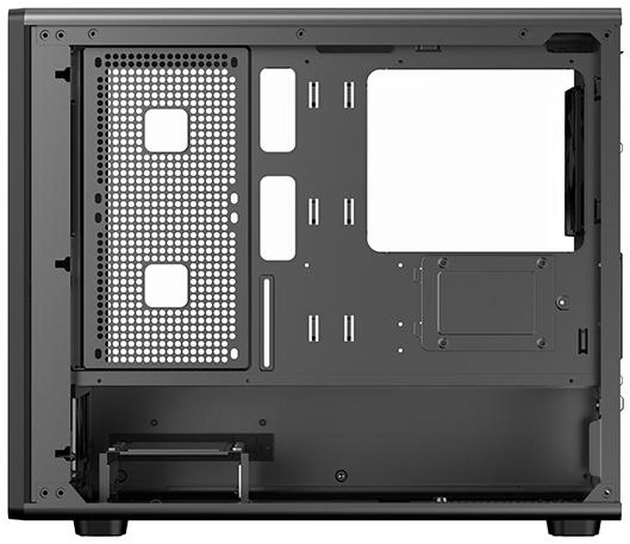 Alt view image 14 of 15 - DIYPC DIY-mATX06-Wood Black USB3.0 /Type C Micro ATX Mid Tower Gaming Computer Case w/ Tempered Glass Side Panel and Walnut Wood Front Panel / 4 x PWM Fans Pre-Installed