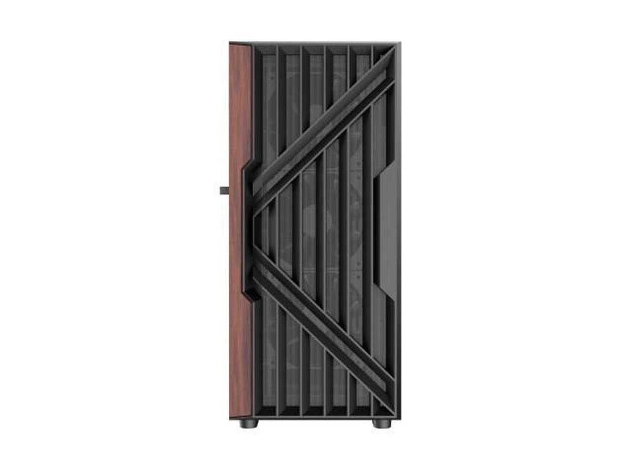 Alt view image 4 of 9 - DIYPC DIY-G18-WD Black USB3.0 /Type C ATX Mid Tower Gaming Computer Case w/ Tempered Glass Side Panel and Walnut Wood Front Panel. 4 x 120mm PWM Fan Pre-Installed