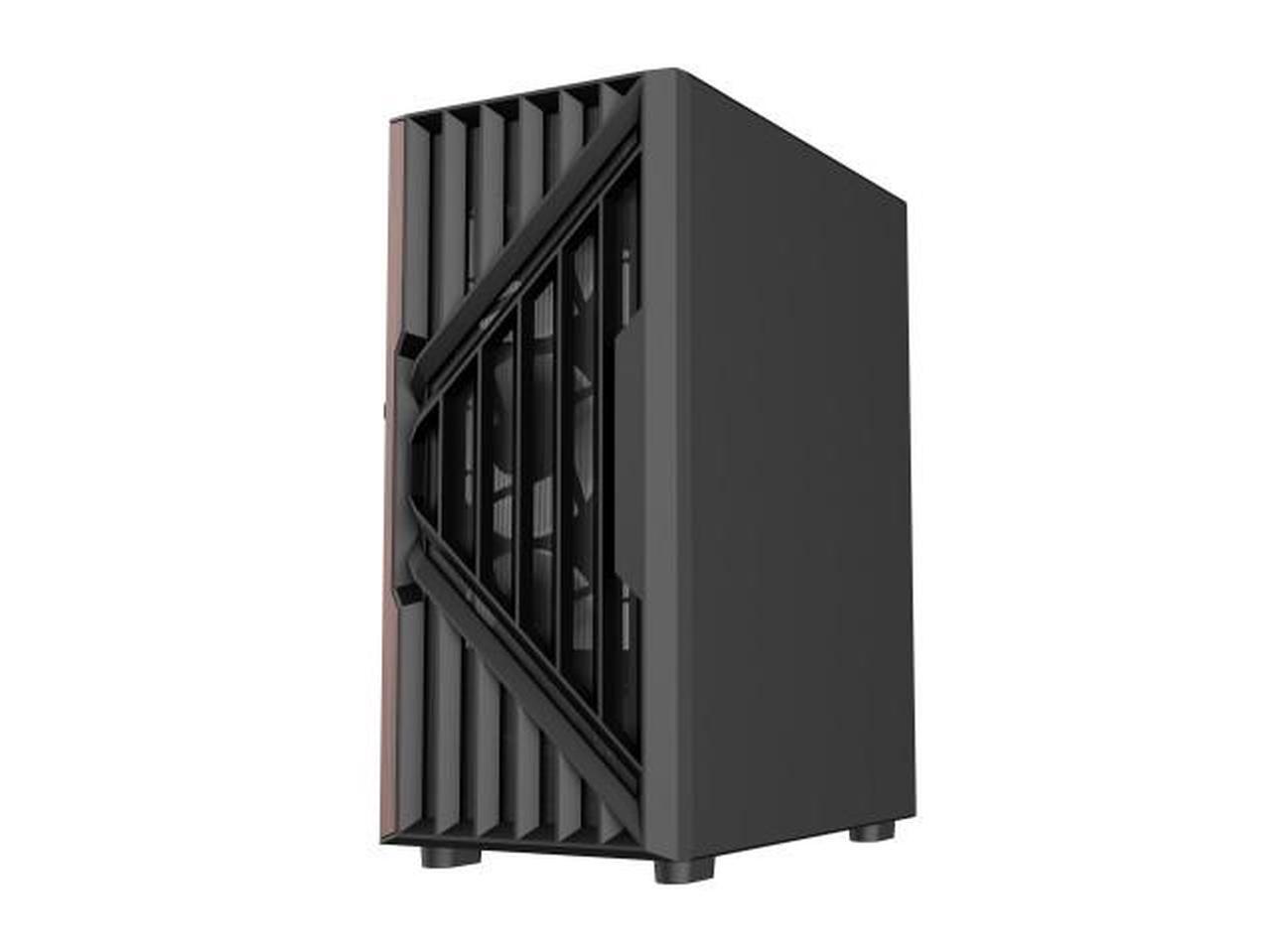 Alt view image 5 of 9 - DIYPC DIY-G18-WD Black USB3.0 /Type C ATX Mid Tower Gaming Computer Case w/ Tempered Glass Side Panel and Walnut Wood Front Panel. 4 x 120mm PWM Fan Pre-Installed