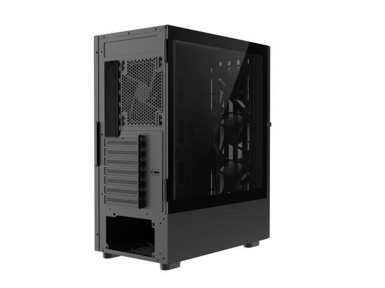 Alt view image 8 of 9 - DIYPC DIY-G18-WD Black USB3.0 /Type C ATX Mid Tower Gaming Computer Case w/ Tempered Glass Side Panel and Walnut Wood Front Panel. 4 x 120mm PWM Fan Pre-Installed