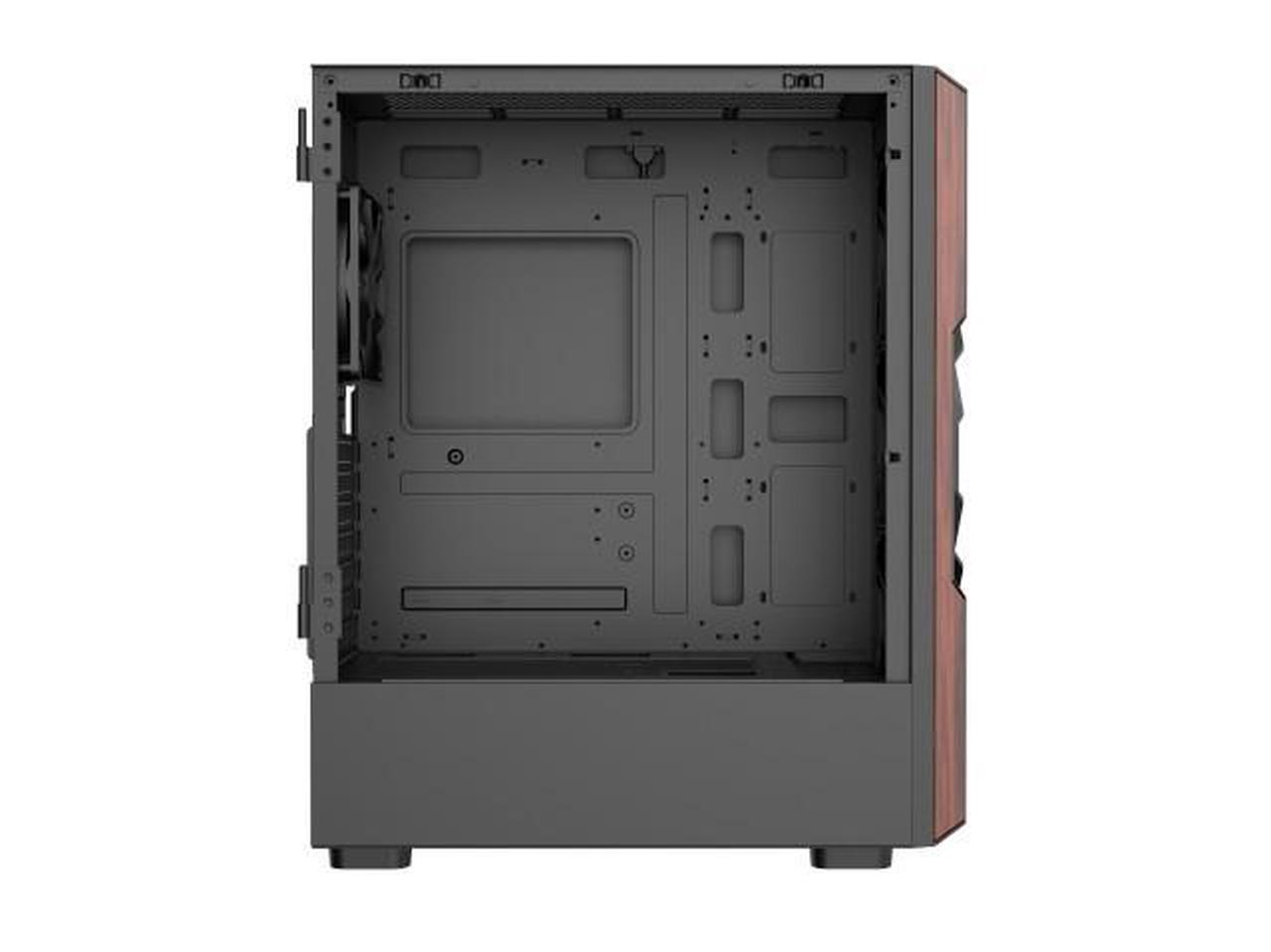 Alt view image 7 of 9 - DIYPC DIY-G18-WD Black USB3.0 /Type C ATX Mid Tower Gaming Computer Case w/ Tempered Glass Side Panel and Walnut Wood Front Panel. 4 x 120mm PWM Fan Pre-Installed