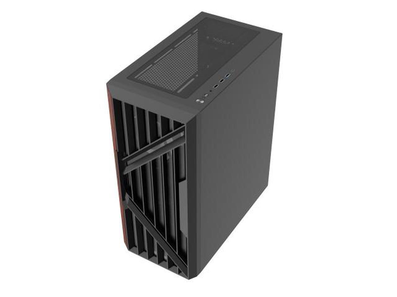 Alt view image 6 of 9 - DIYPC DIY-G18-WD Black USB3.0 /Type C ATX Mid Tower Gaming Computer Case w/ Tempered Glass Side Panel and Walnut Wood Front Panel. 4 x 120mm PWM Fan Pre-Installed