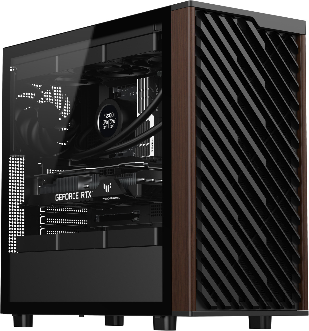 Open Box: DIYPC DIY-ATX28-Wood Black USB3.0 /Type C ATX Mid Tower Gaming Computer Case w/ Tempered Glass Side Panel and Walnut Wood Front Panel - Newegg.com - Open Box condition - Image 17