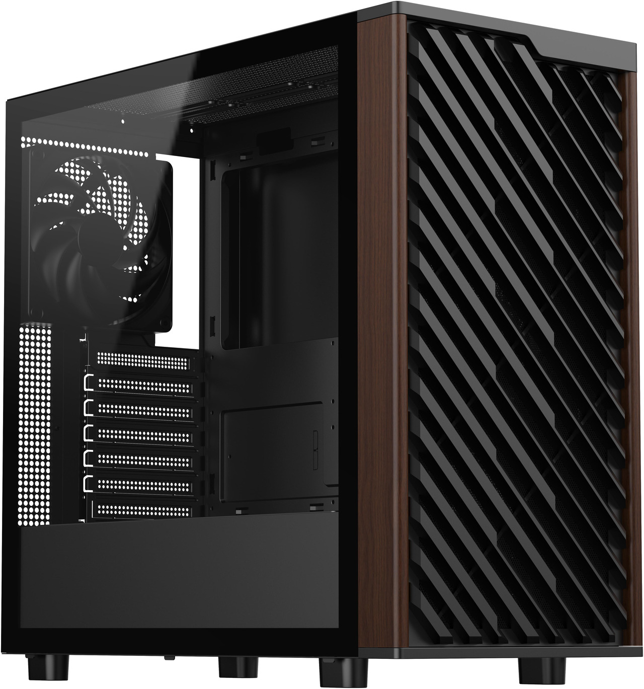 Open Box: DIYPC DIY-ATX28-Wood Black USB3.0 /Type C ATX Mid Tower Gaming Computer Case w/ Tempered Glass Side Panel and Walnut Wood Front Panel - Newegg.com - Open Box condition - Image 18