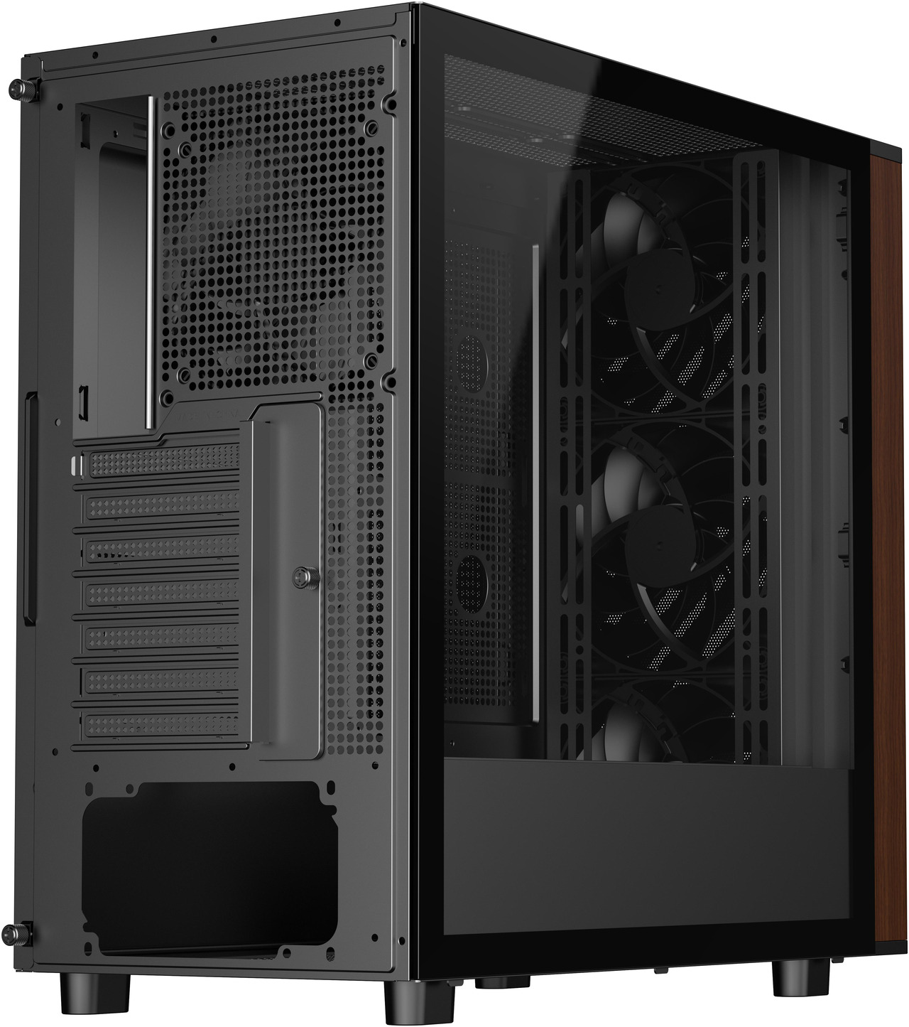 Open Box: DIYPC DIY-ATX28-Wood Black USB3.0 /Type C ATX Mid Tower Gaming Computer Case w/ Tempered Glass Side Panel and Walnut Wood Front Panel - Newegg.com - Open Box condition - Image 29