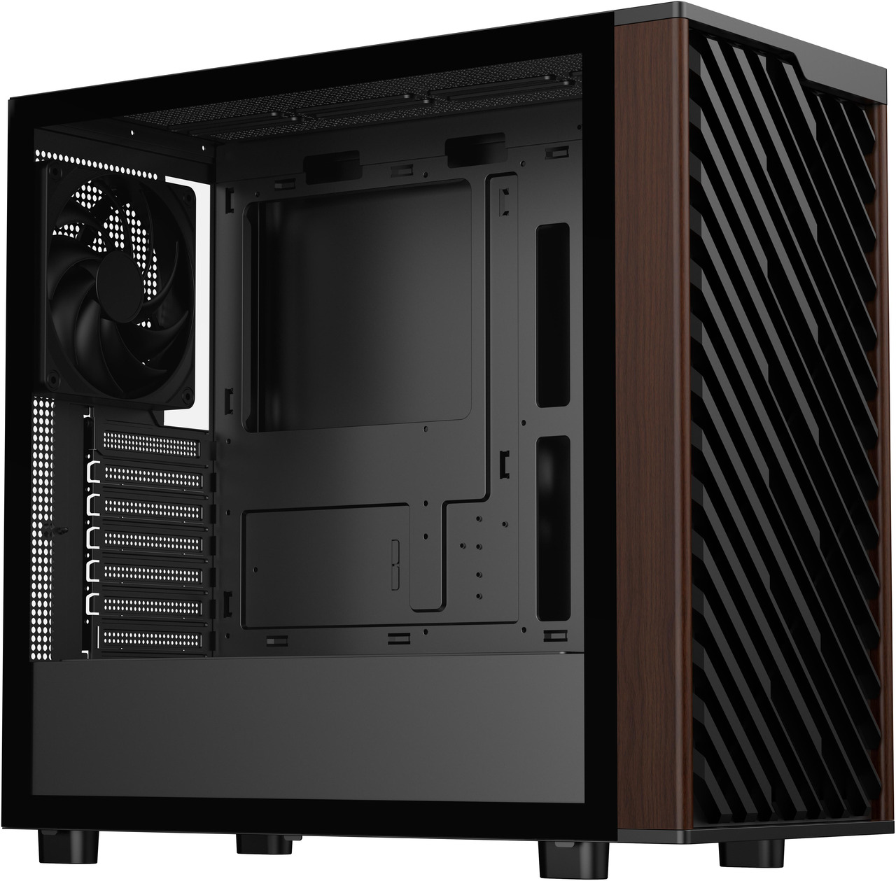 Open Box: DIYPC DIY-ATX28-Wood Black USB3.0 /Type C ATX Mid Tower Gaming Computer Case w/ Tempered Glass Side Panel and Walnut Wood Front Panel - Newegg.com - Open Box condition - Image 31