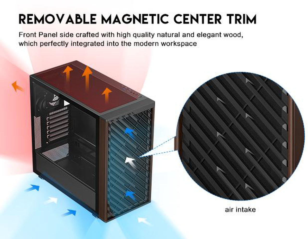 Open Box: DIYPC DIY-ATX28-Wood Black USB3.0 /Type C ATX Mid Tower Gaming Computer Case w/ Tempered Glass Side Panel and Walnut Wood Front Panel - Newegg.com - Open Box condition - Image 24