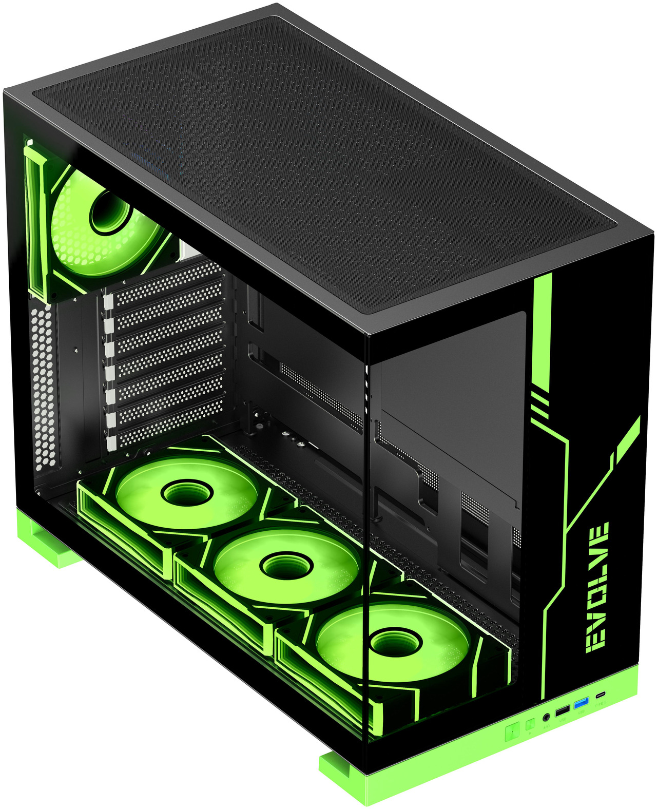 Open Box: DIYPC IDX8-BK-ARGB Black USB3.0/ Type C Tempered Glass ATX Gaming Computer Case w/ Dual Tempered Glass Panel and 4 x ARGB PWM Fans (Pre-Installed) - Newegg.com - Open Box condition - Image 30