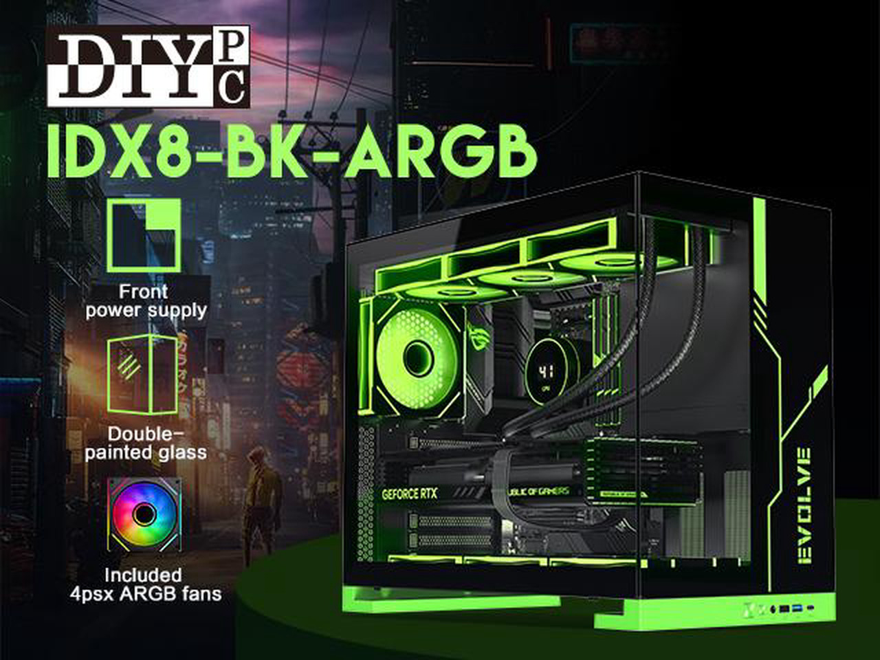 Open Box: DIYPC IDX8-BK-ARGB Black USB3.0/ Type C Tempered Glass ATX Gaming Computer Case w/ Dual Tempered Glass Panel and 4 x ARGB PWM Fans (Pre-Installed) - Newegg.com - Open Box condition - Image 19
