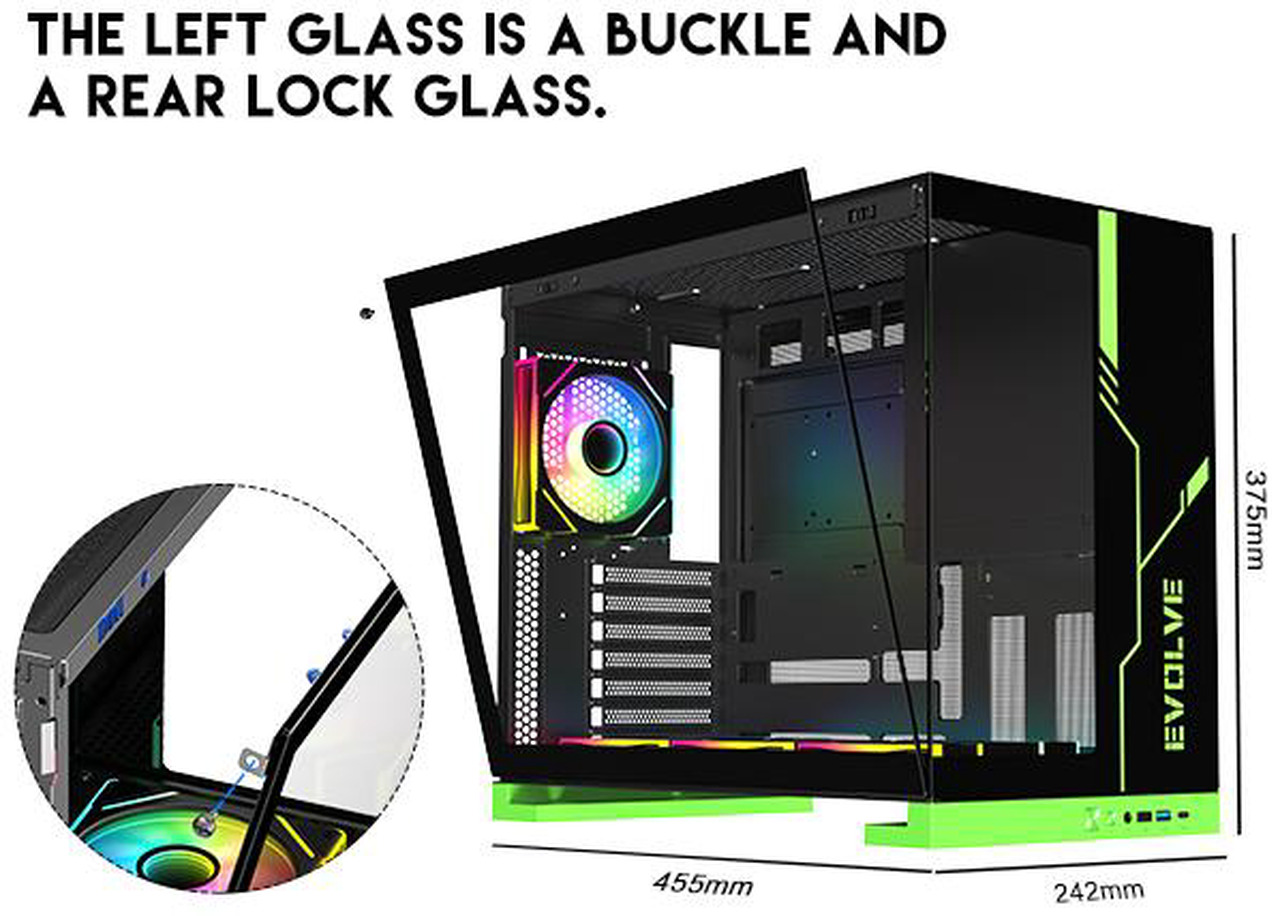 Open Box: DIYPC IDX8-BK-ARGB Black USB3.0/ Type C Tempered Glass ATX Gaming Computer Case w/ Dual Tempered Glass Panel and 4 x ARGB PWM Fans (Pre-Installed) - Newegg.com - Open Box condition - Image 21