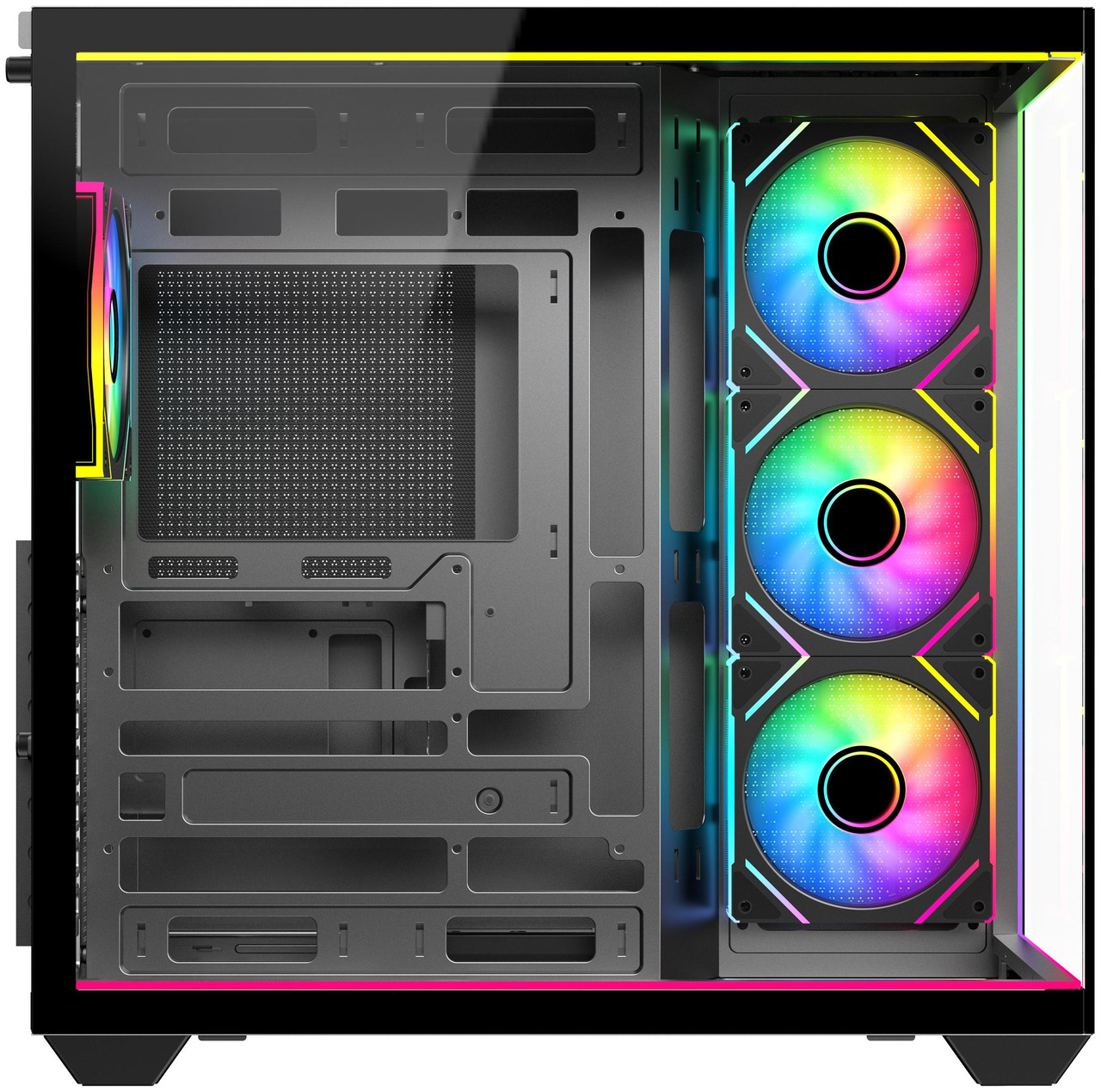 Open Box: DIYPC IDX3-ATX-ARGB Black Dual USB3.0/ Type C Tempered Glass ATX Gaming Computer Case w/ Dual Tempered Glass Panel and 4 x ARGB PWM Fans (Pre-Installed). Integrated ARGB Light Strip. - Newegg.com - Open Box condition - Image 26