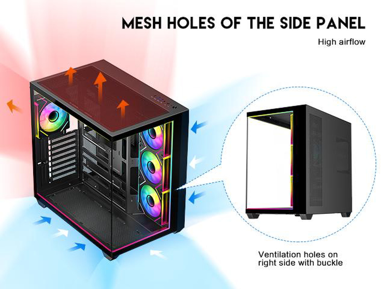 Open Box: DIYPC IDX3-ATX-ARGB Black Dual USB3.0/ Type C Tempered Glass ATX Gaming Computer Case w/ Dual Tempered Glass Panel and 4 x ARGB PWM Fans (Pre-Installed). Integrated ARGB Light Strip. - Newegg.com - Open Box condition - Image 22