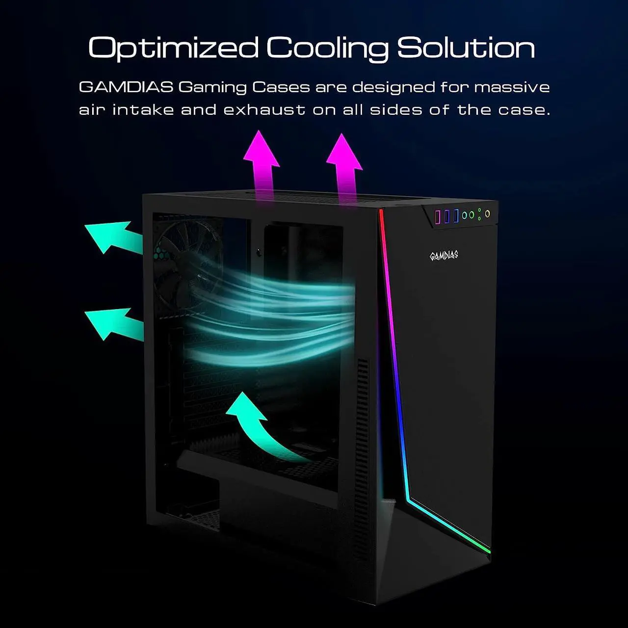 Alt view image 5 of 7 - Gamdias ARGUS M1 Black Steel / Plastic / Tempered Glass ATX Mid Tower Computer Case