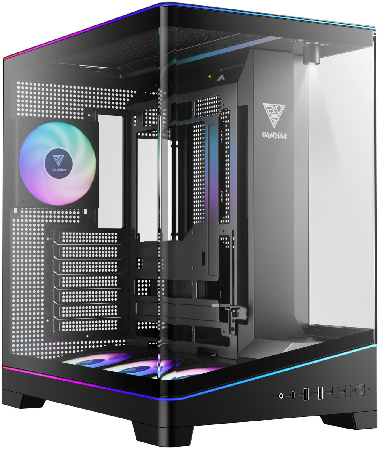 Open Box: GAMDIAS Atlas P6 CG Mid-Tower Gaming PC, Mini-ITX, Micro-ATX, and ATX, 4x120mm PWM ARGB Fans, Curved Tempered Glass Panoramic Design, Modular Tool Free, Type-C Ready, 425mm GPU Support - Newegg.com - Open Box condition - Image 18