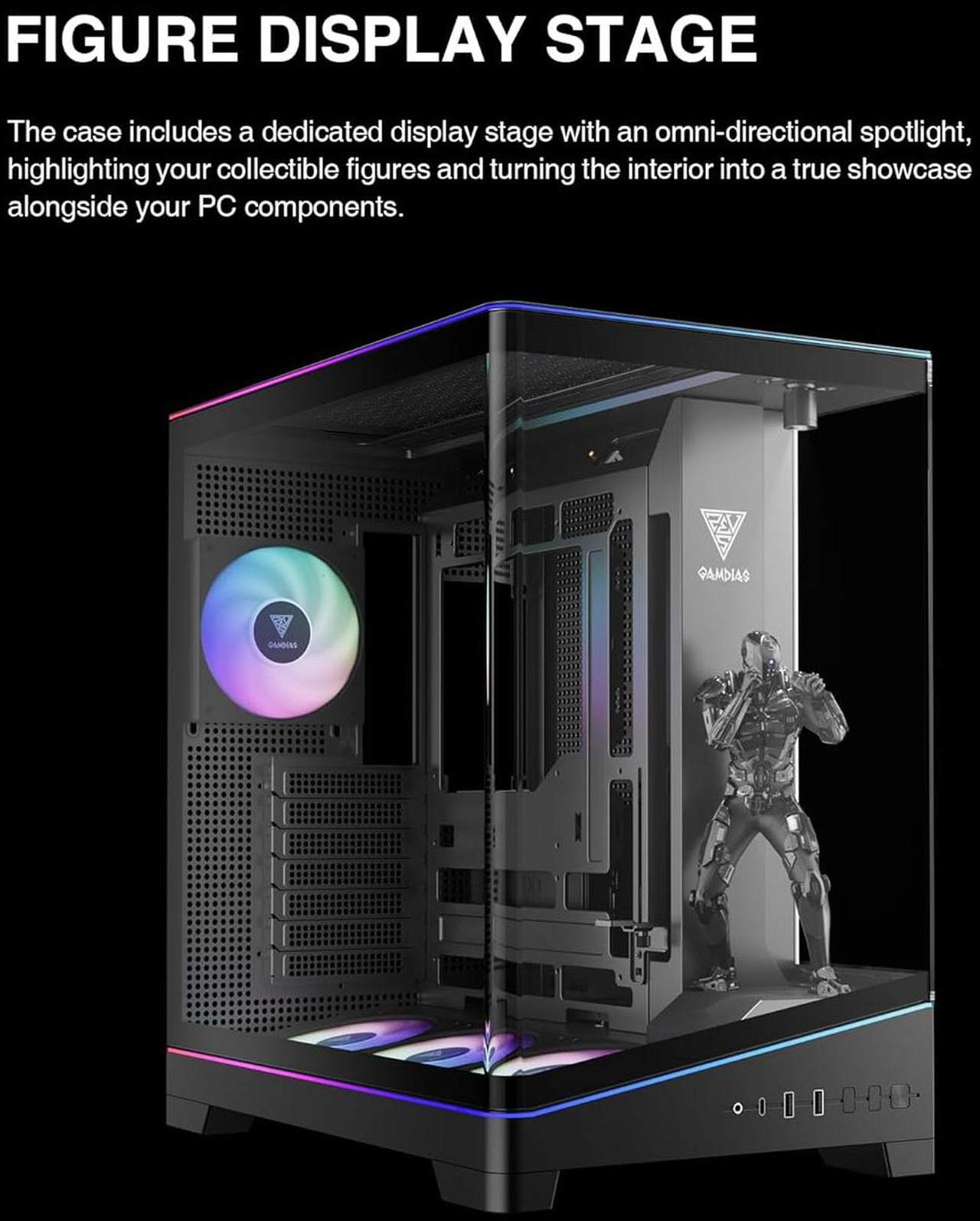 Open Box: GAMDIAS Atlas P6 CG Mid-Tower Gaming PC, Mini-ITX, Micro-ATX, and ATX, 4x120mm PWM ARGB Fans, Curved Tempered Glass Panoramic Design, Modular Tool Free, Type-C Ready, 425mm GPU Support - Newegg.com - Open Box condition - Image 21