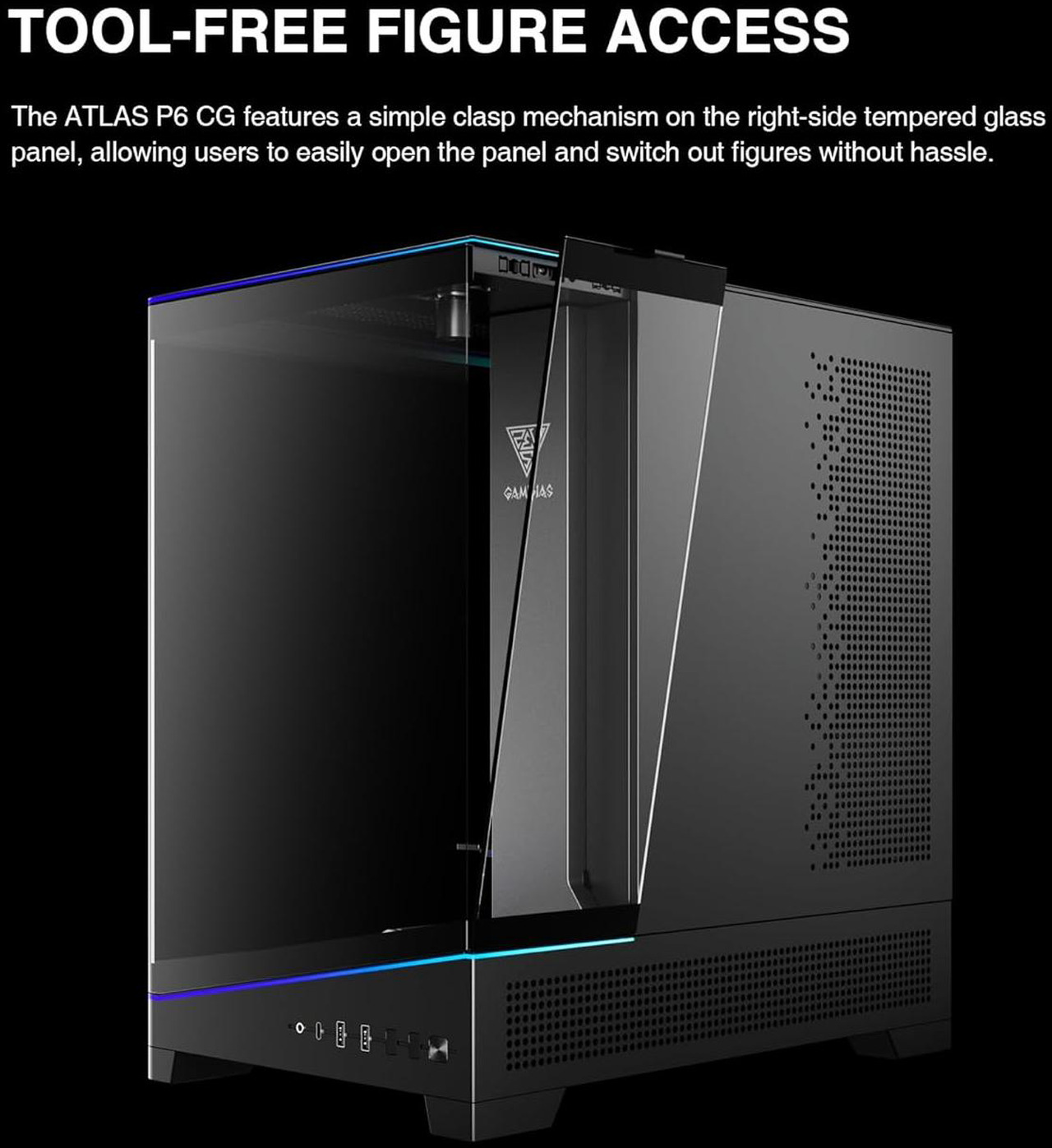 Open Box: GAMDIAS Atlas P6 CG Mid-Tower Gaming PC, Mini-ITX, Micro-ATX, and ATX, 4x120mm PWM ARGB Fans, Curved Tempered Glass Panoramic Design, Modular Tool Free, Type-C Ready, 425mm GPU Support - Newegg.com - Open Box condition - Image 22
