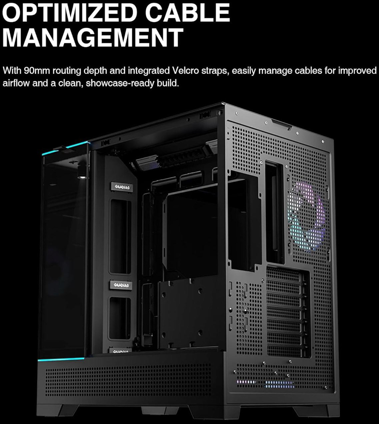 Open Box: GAMDIAS Atlas P6 CG Mid-Tower Gaming PC, Mini-ITX, Micro-ATX, and ATX, 4x120mm PWM ARGB Fans, Curved Tempered Glass Panoramic Design, Modular Tool Free, Type-C Ready, 425mm GPU Support - Newegg.com - Open Box condition - Image 28