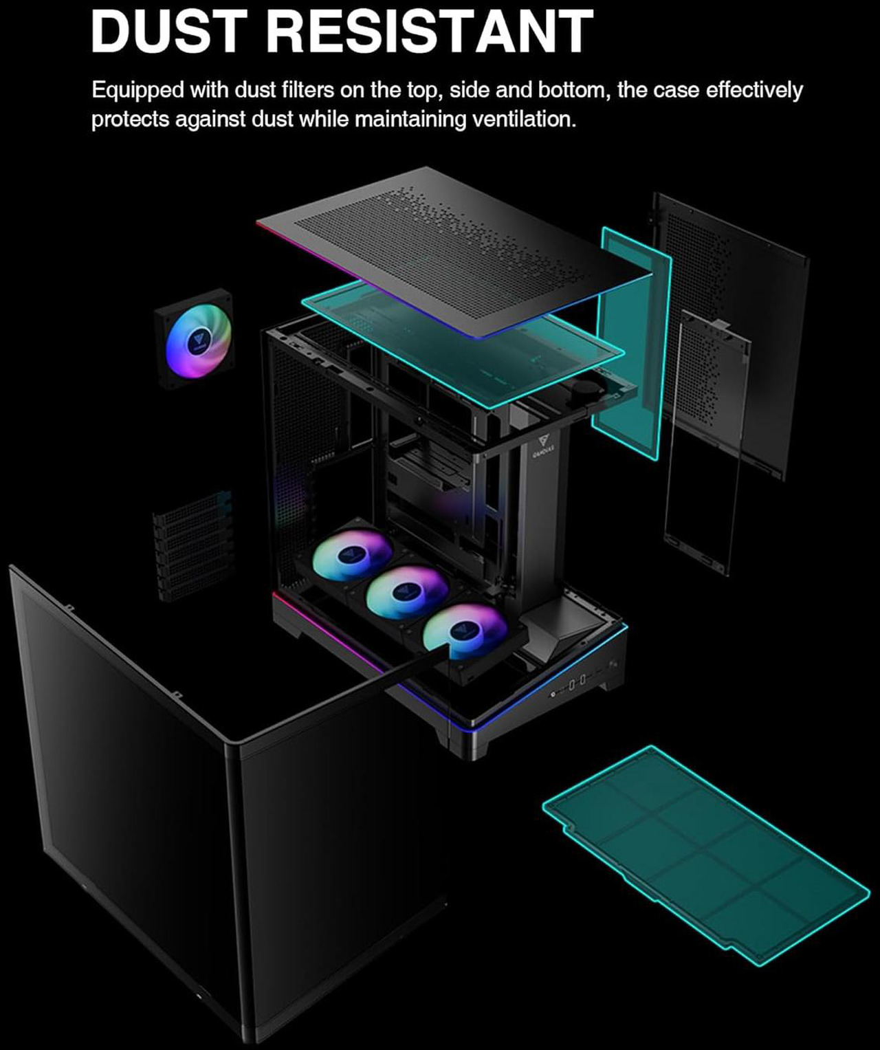Open Box: GAMDIAS Atlas P6 CG Mid-Tower Gaming PC, Mini-ITX, Micro-ATX, and ATX, 4x120mm PWM ARGB Fans, Curved Tempered Glass Panoramic Design, Modular Tool Free, Type-C Ready, 425mm GPU Support - Newegg.com - Open Box condition - Image 34