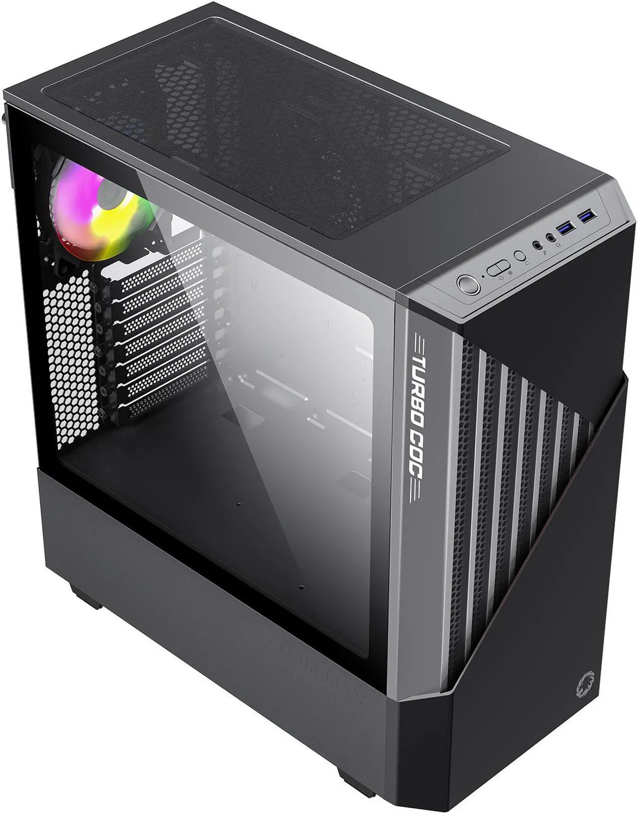 Alt view image 5 of 17 - GAMEMAX Contac COC BG Black / Grey Steel / Tempered Glass ATX Mid Tower Computer Case