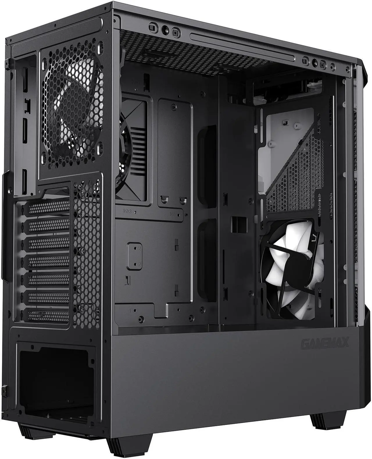 Alt view image 17 of 17 - GAMEMAX Contac COC BG Black / Grey Steel / Tempered Glass ATX Mid Tower Computer Case